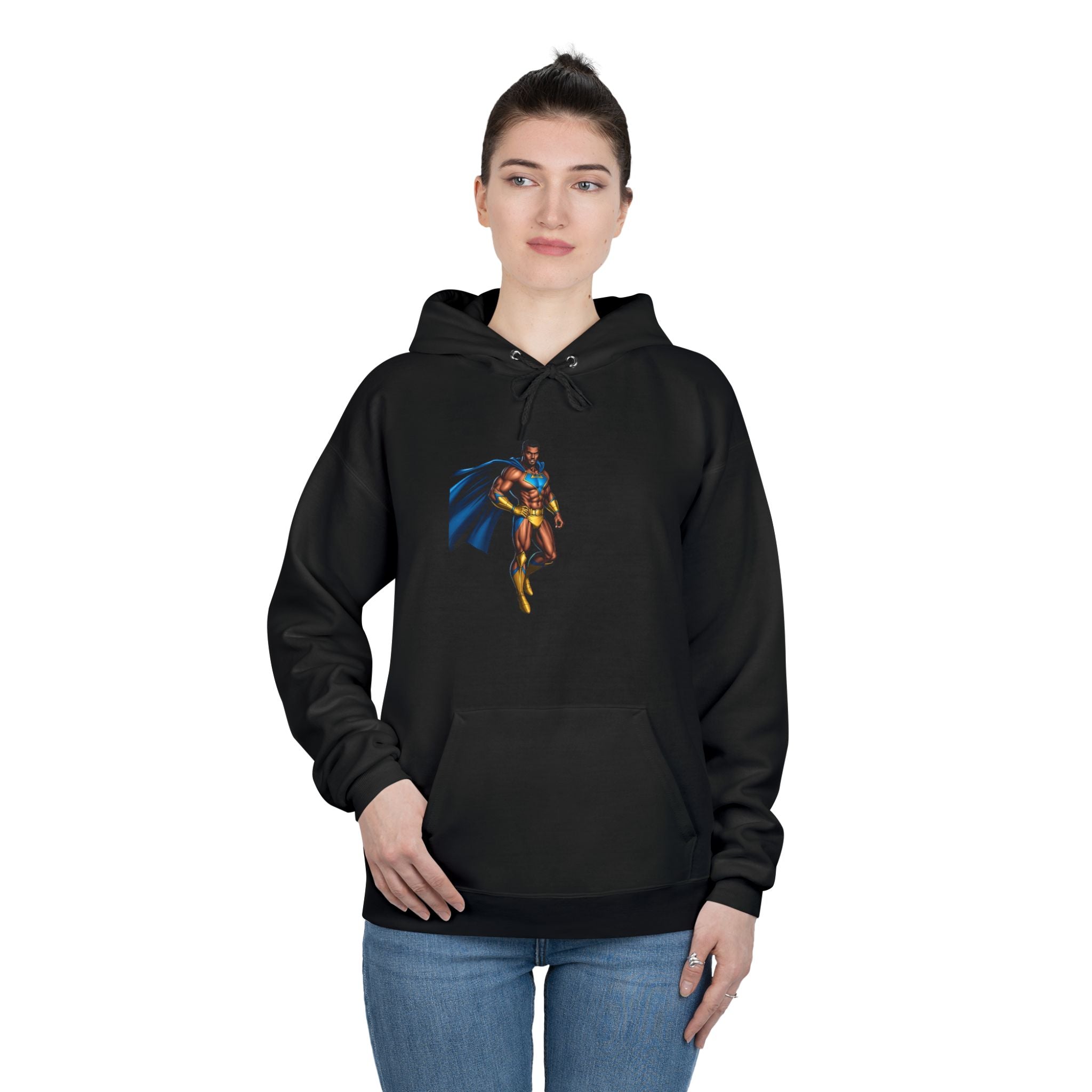 Superhero Graphic Hoodie — "Hip Hop" Pizza Emblem