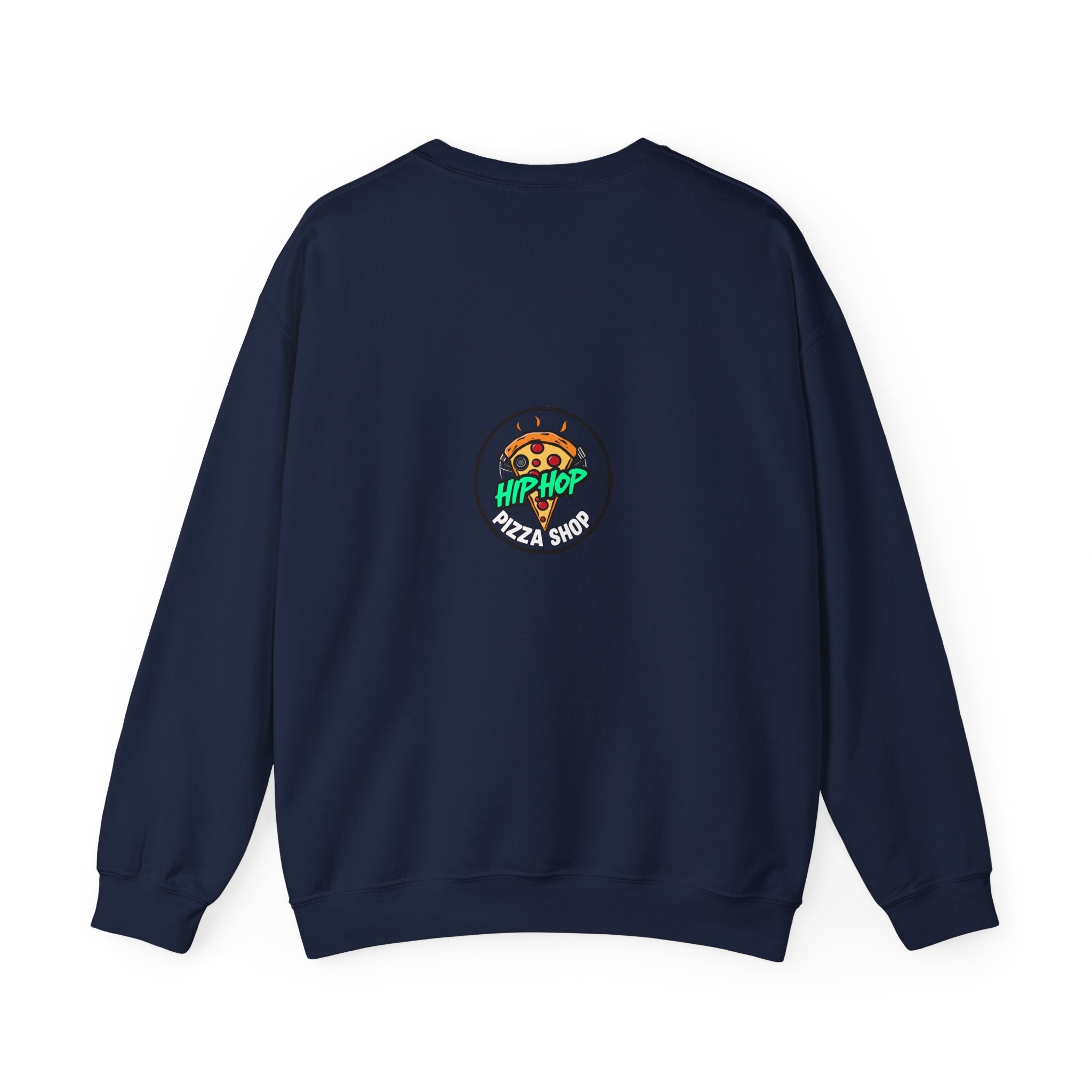 Hip Hop Pizza Shop Crewneck Sweatshirt — Retro Graffiti Pizza Slice Design