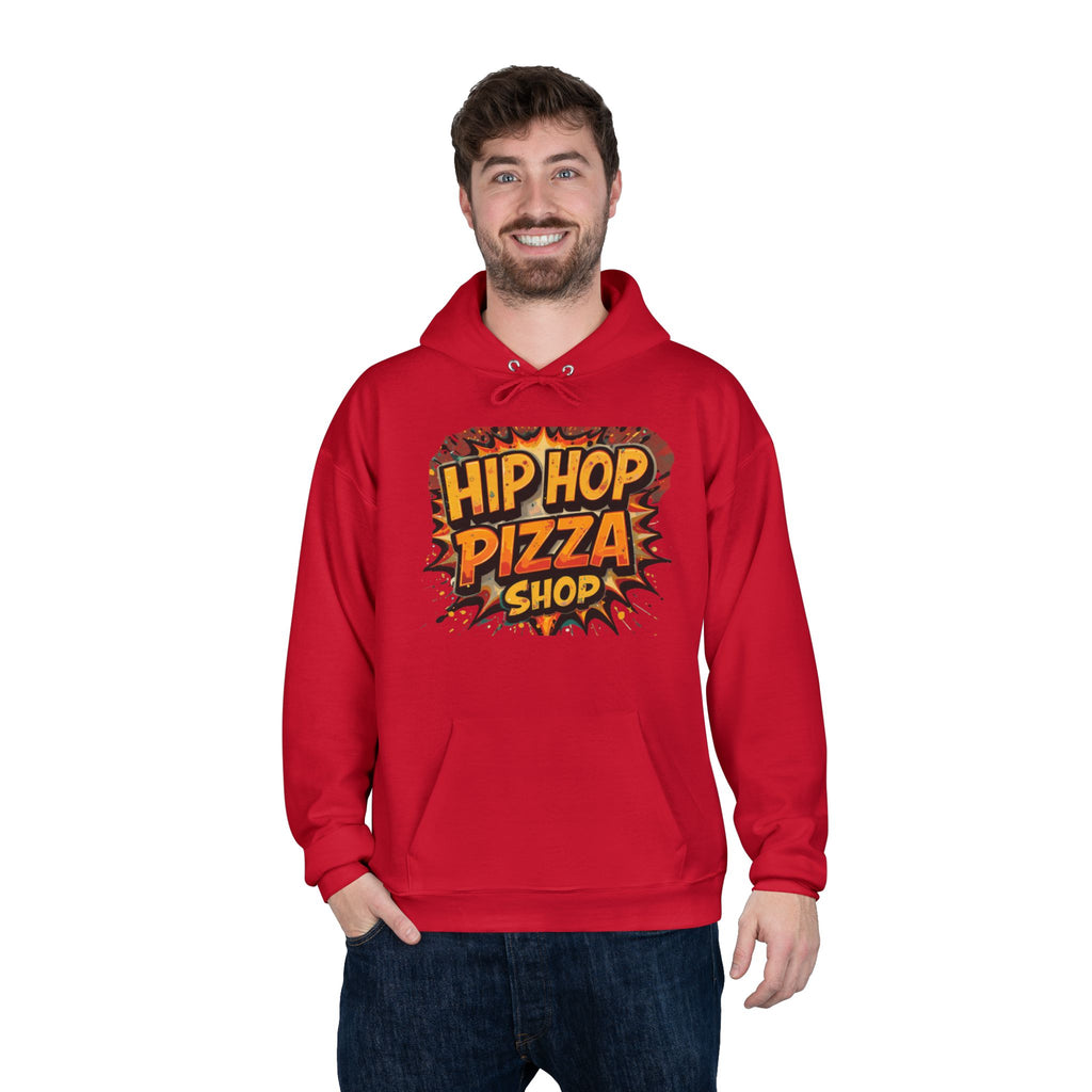 Hip Hop Pizza Shop Hoodie — Retro Pizza Logo Pullover