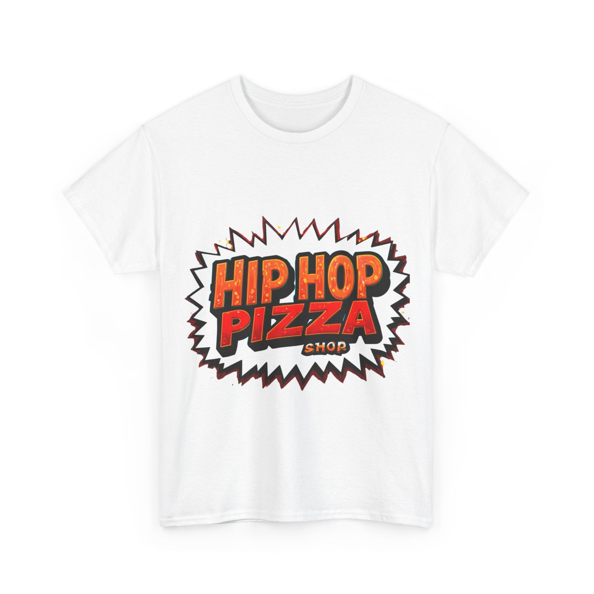 Hip Hop Pizza Tee — Retro Comic Logo Graphic T-Shirt