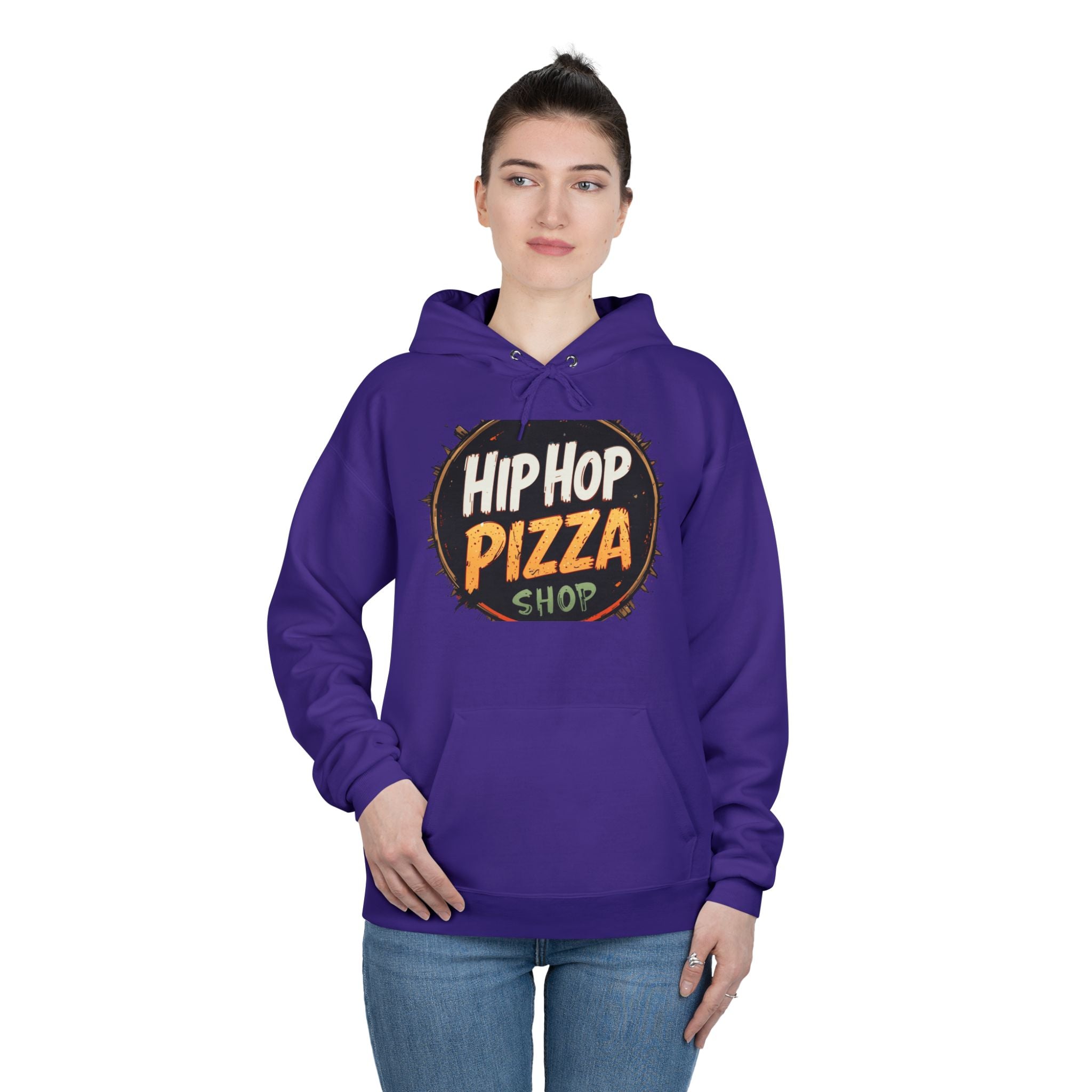Hip Hop Pizza Shop Hoodie — Retro Pizza Logo Pullover