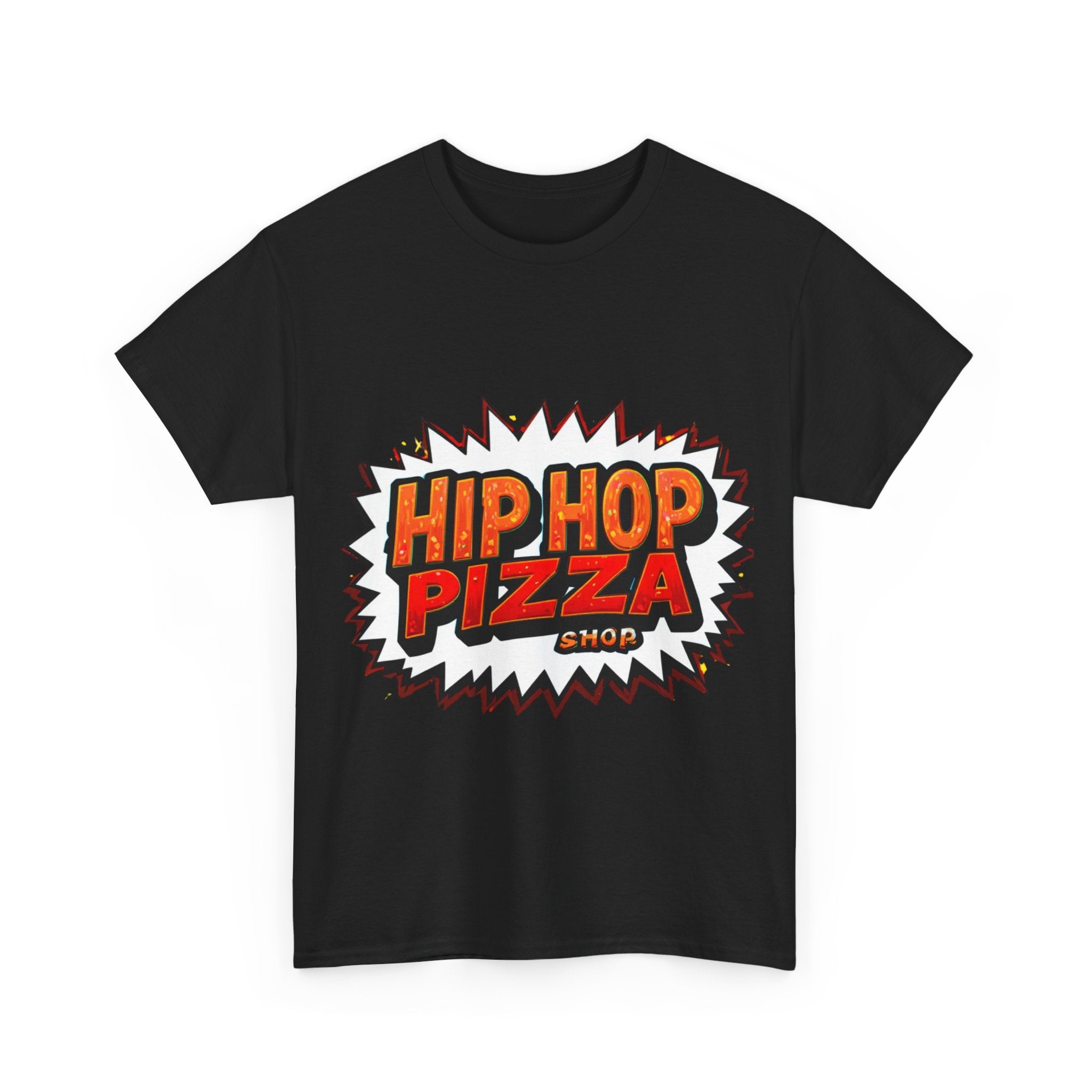 Hip Hop Pizza Tee — Retro Comic Logo Graphic T-Shirt