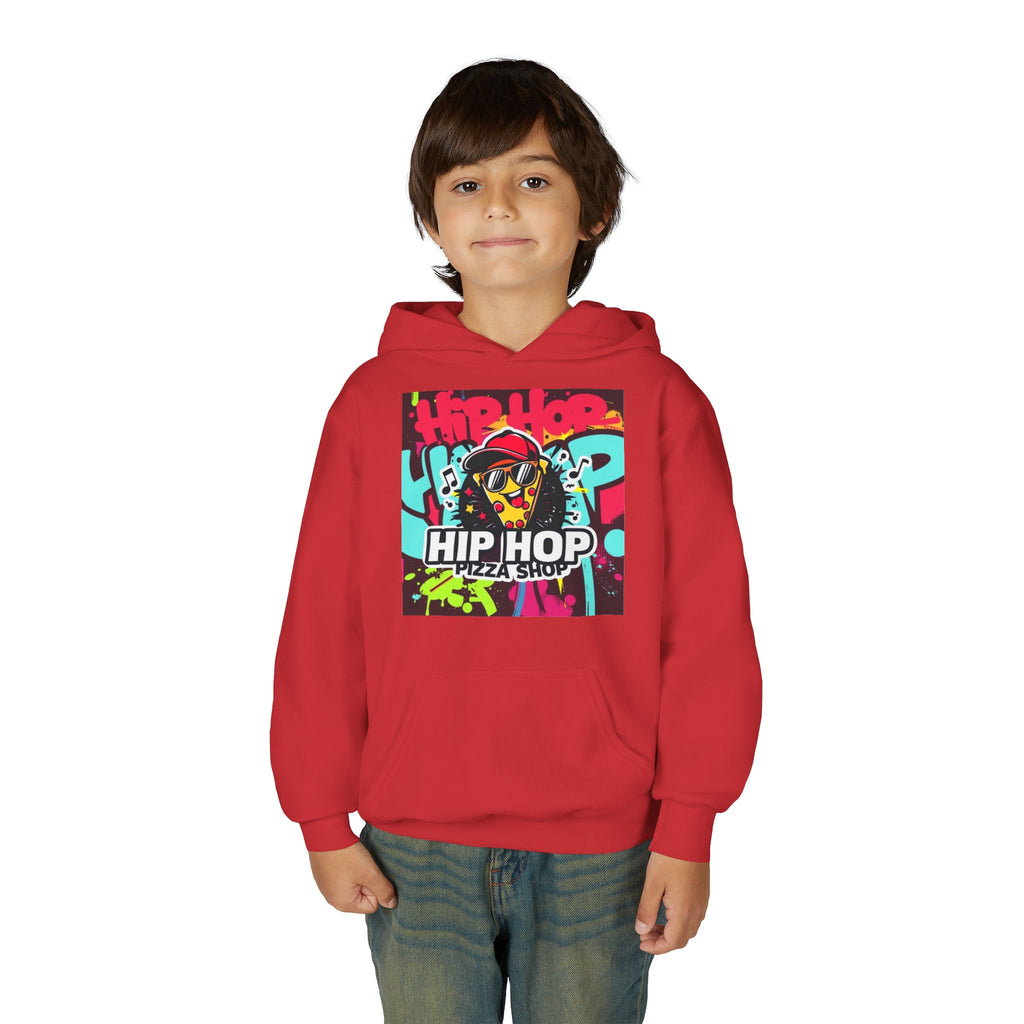 Hip Hop Pizza Shop Youth Hoodie — Graffiti Skull Streetwear Pullover