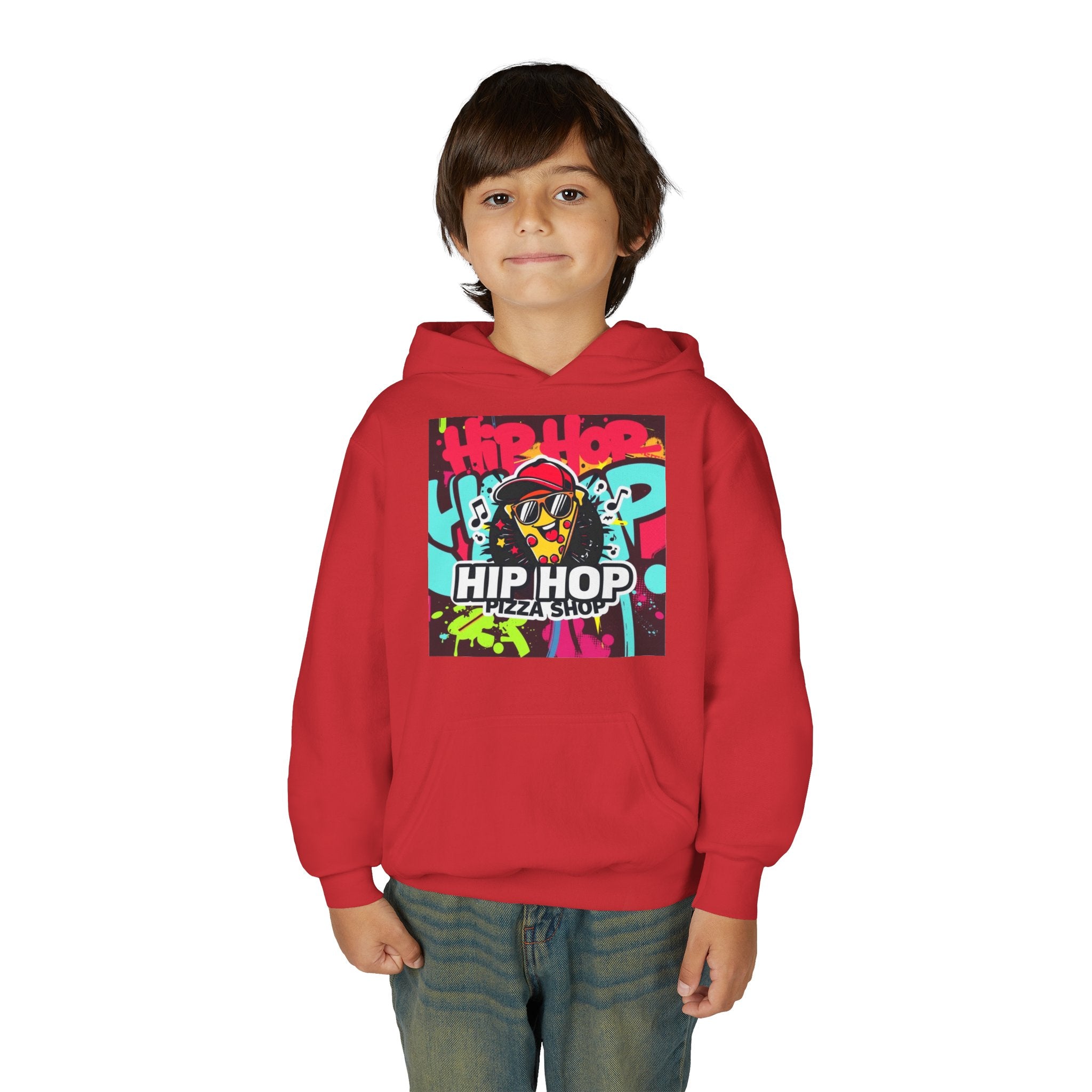 Hip Hop Pizza Shop Youth Hoodie — Graffiti Skull Streetwear Pullover