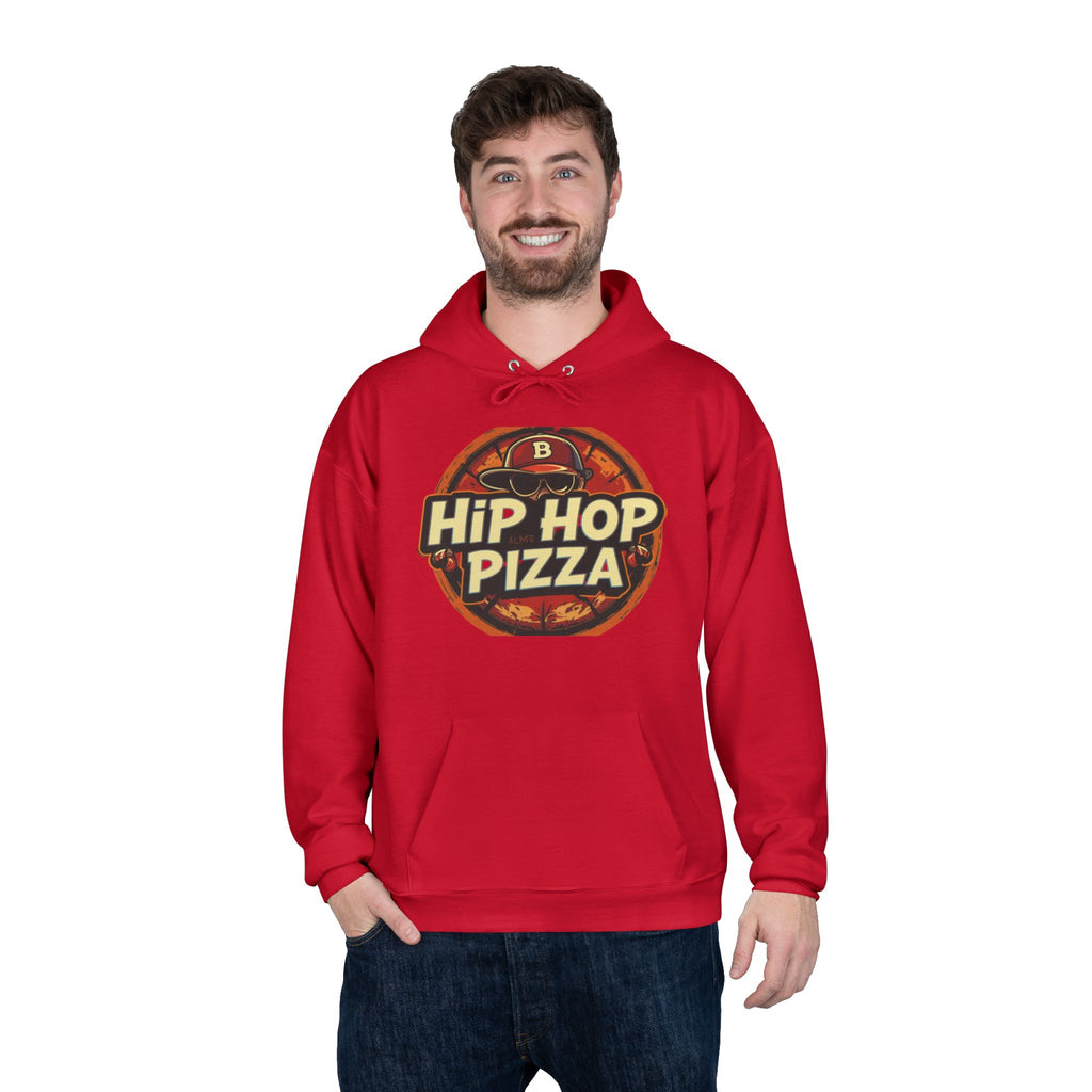 Hip Hop Pizza Hoodie — Retro Pizza Logo Pullover for Music & Food Fans