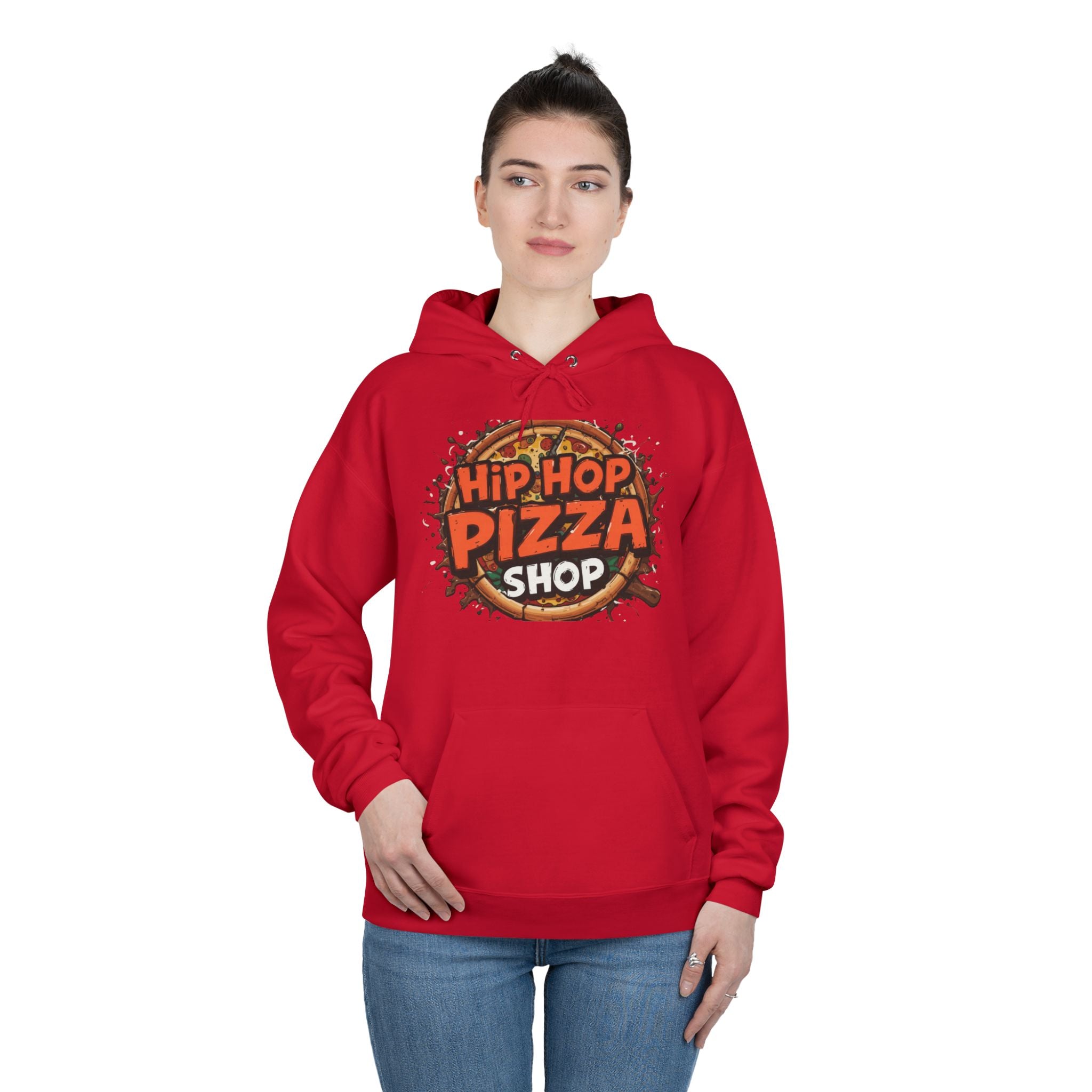 Hip Hop Pizza Shop Hoodie — Retro Pizza Logo Pullover