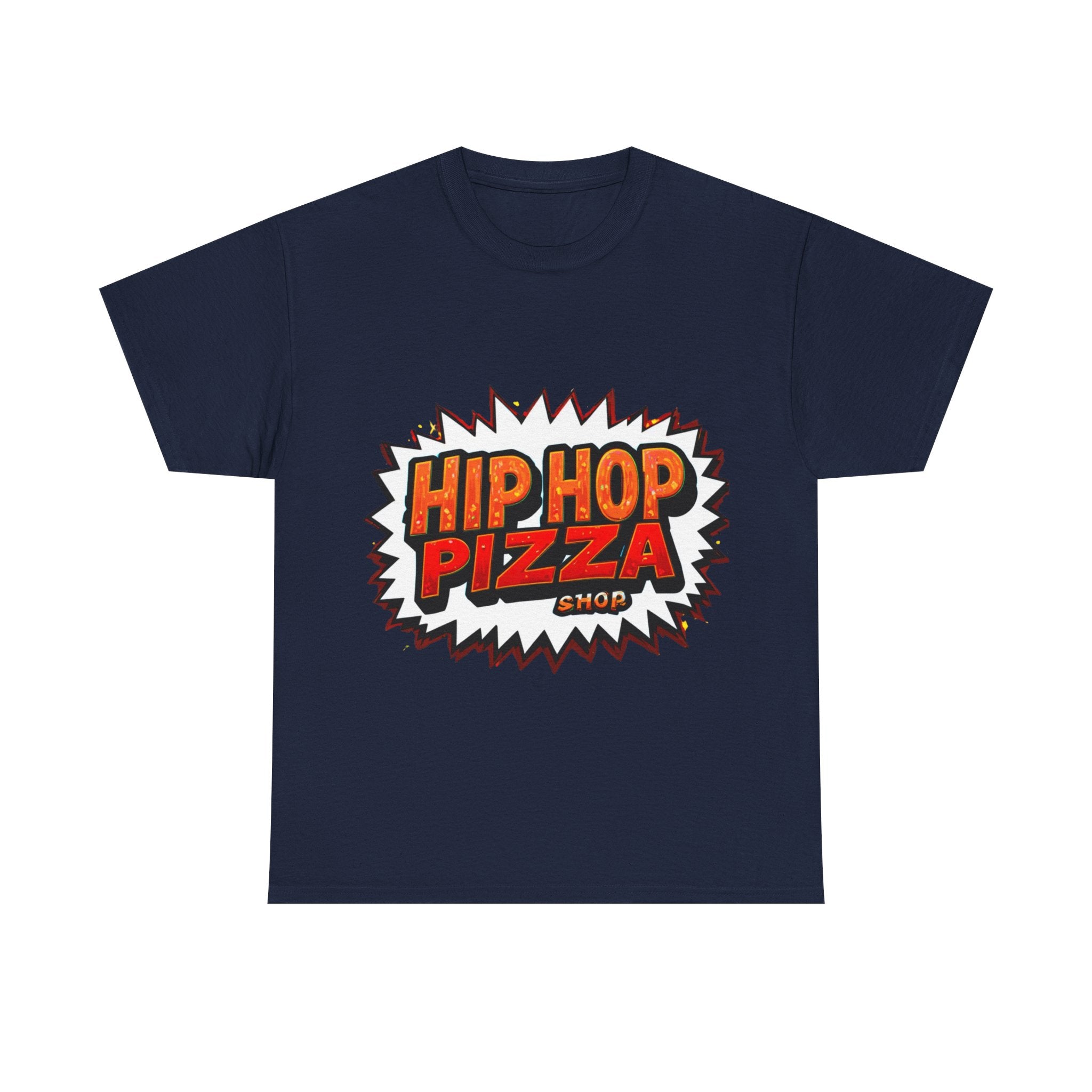Hip Hop Pizza Tee — Retro Comic Logo Graphic T-Shirt