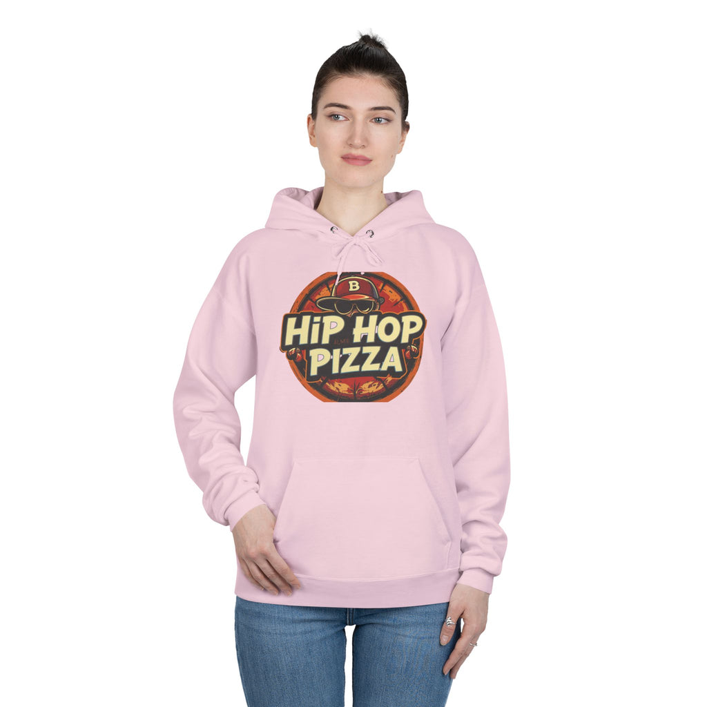 Hip Hop Pizza Hoodie — Retro Pizza Logo Pullover for Music & Food Fans