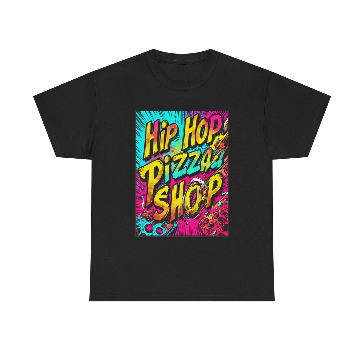 Graphic Tee — "Hip Hop Pizza Shop" Colorful Retro Streetwear T-Shirt