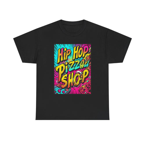 Graphic Tee — "Hip Hop Pizza Shop" Colorful Retro Streetwear T-Shirt