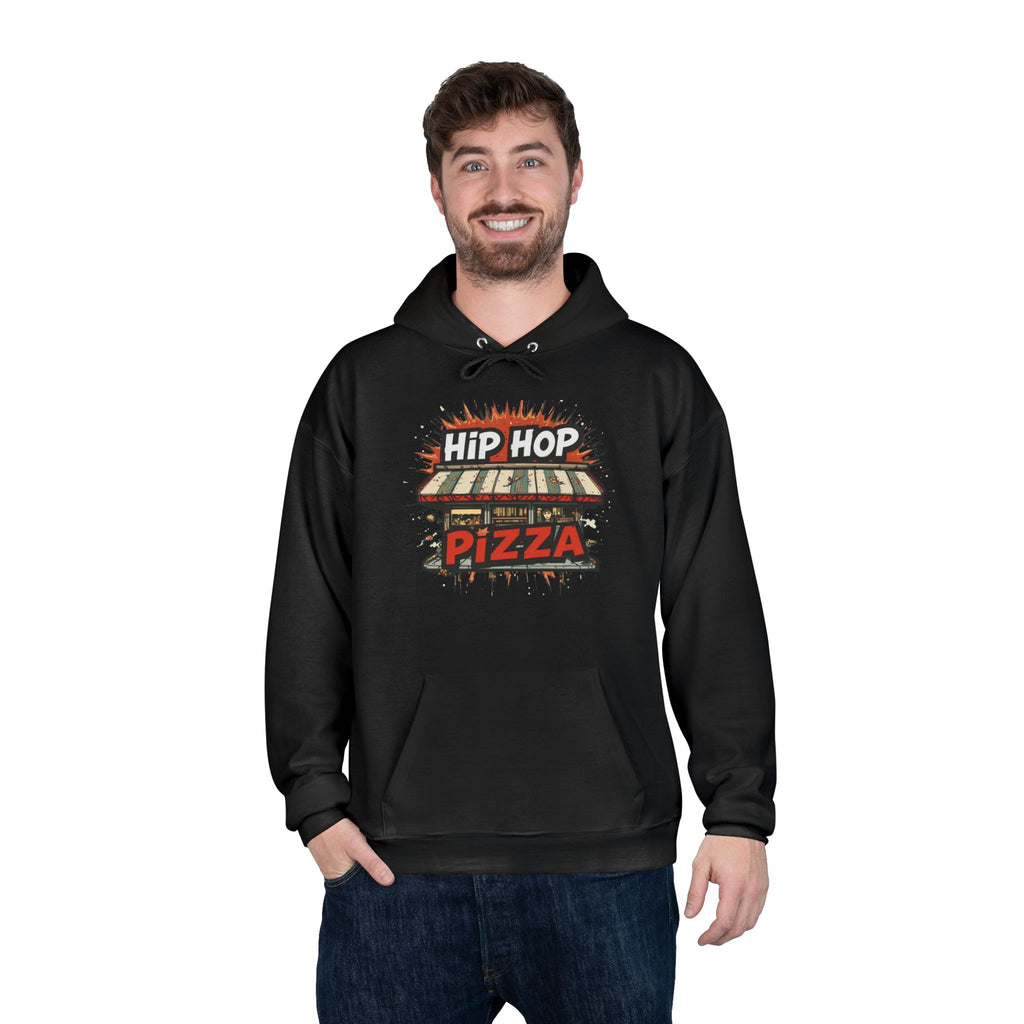 Hip Hop Pizza Hoodie — Retro Pizza Shop Graphic Pullover