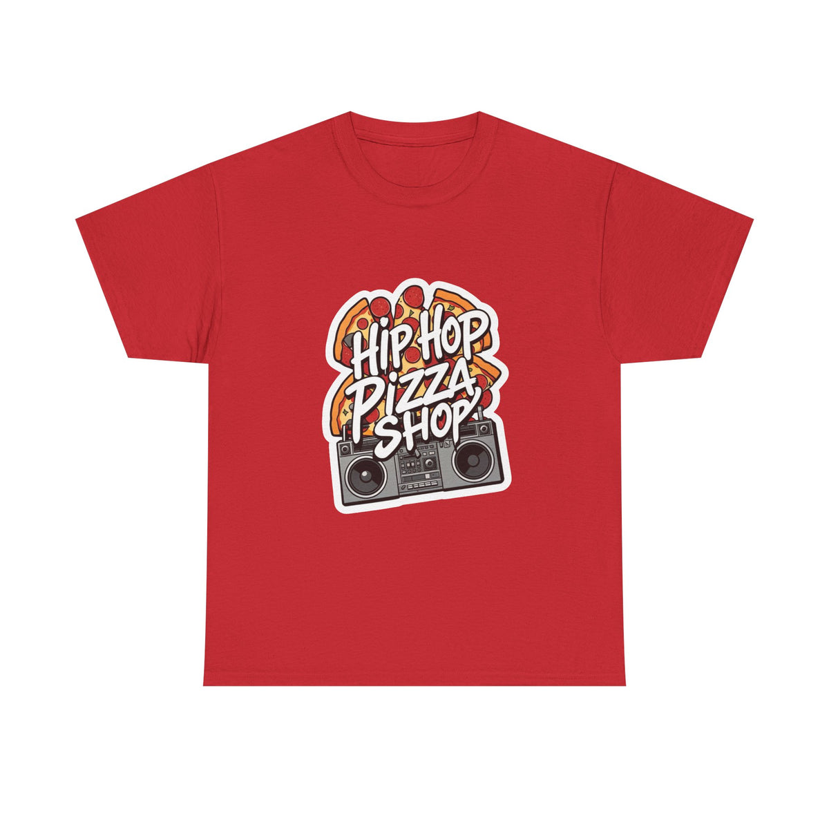 Hip Hop Pizza Shop T-Shirt — Retro Boombox Pizza Graphic Tee