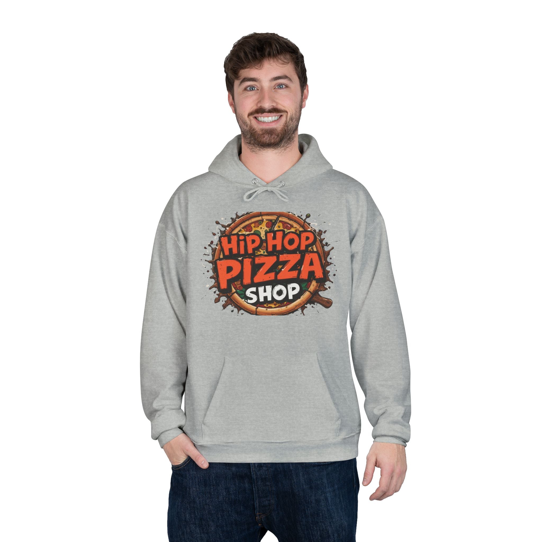 Hip Hop Pizza Shop Hoodie — Retro Pizza Logo Pullover