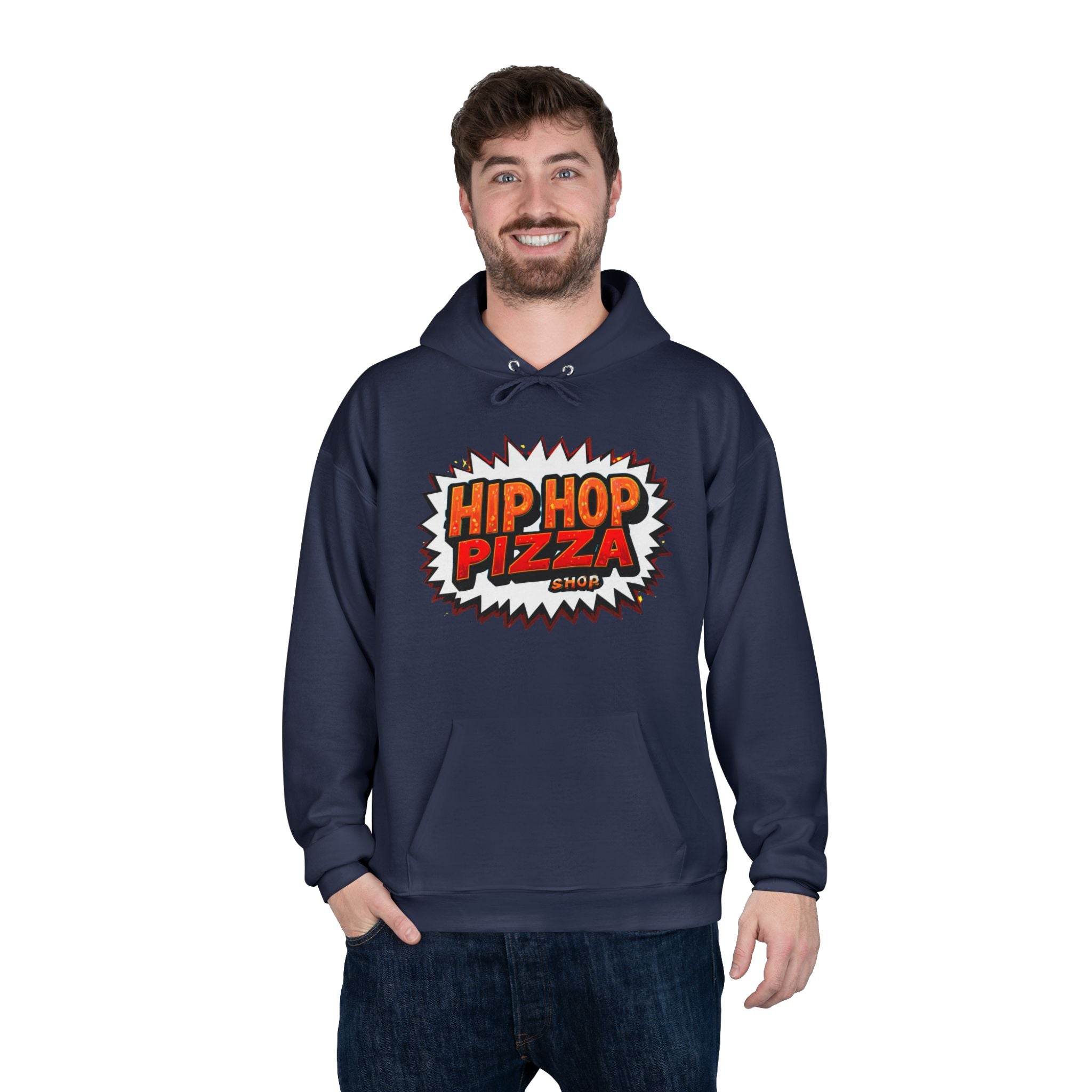 Hip Hop Pizza Graphic Hoodie — Streetwear Pizza Logo Pullover