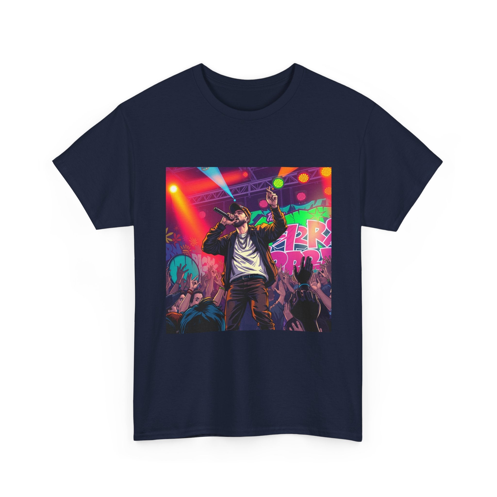Concert Vibes T‑Shirt — Neon Rapper Stage Graphic Tee