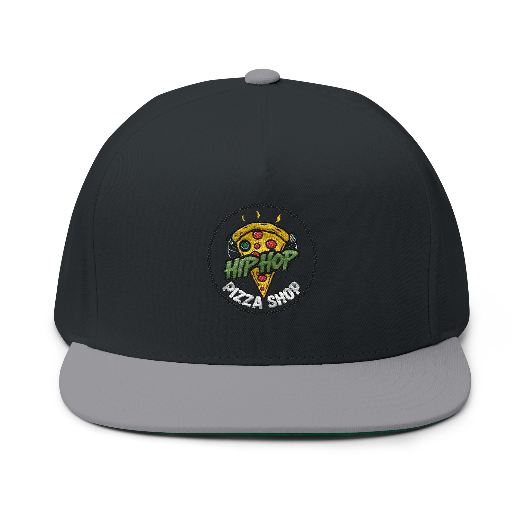 Pizza Slice Patch Flat Bill Cap — Hip Hop Pizza Embroidered Snapback