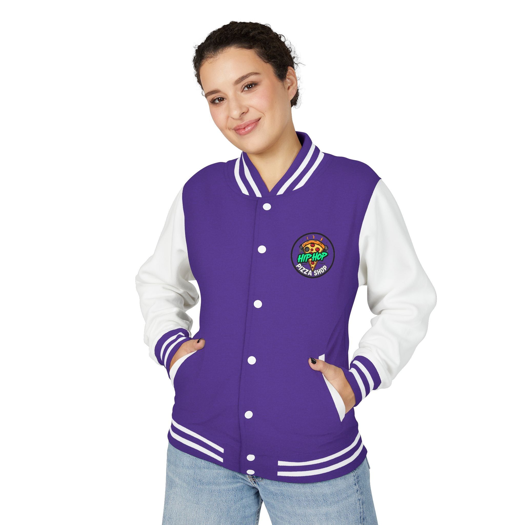 Letterman Jacket - 'Hip Hop Pizza Shop' Retro Varsity Bomber