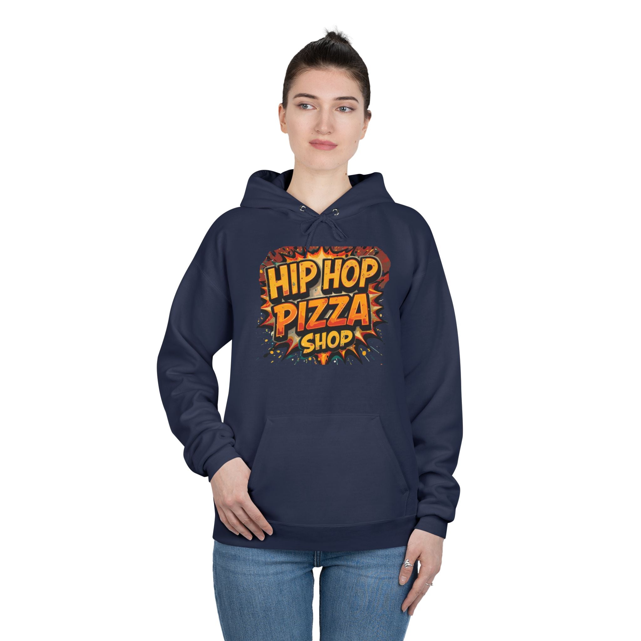 Hip Hop Pizza Shop Hoodie — Retro Pizza Logo Pullover