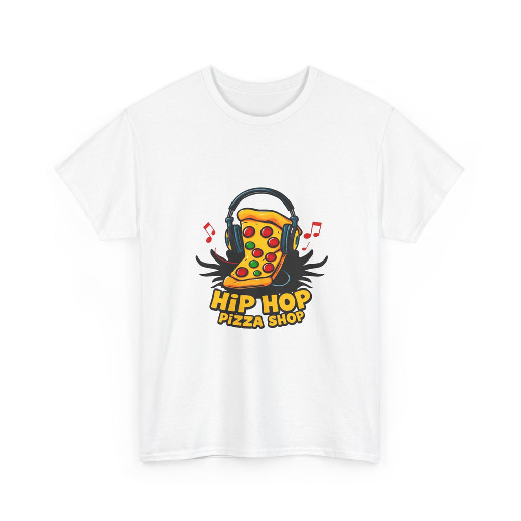 Hip Hop Pizza Shop T-Shirt — Retro Music Pizza Slice Graphic Tee