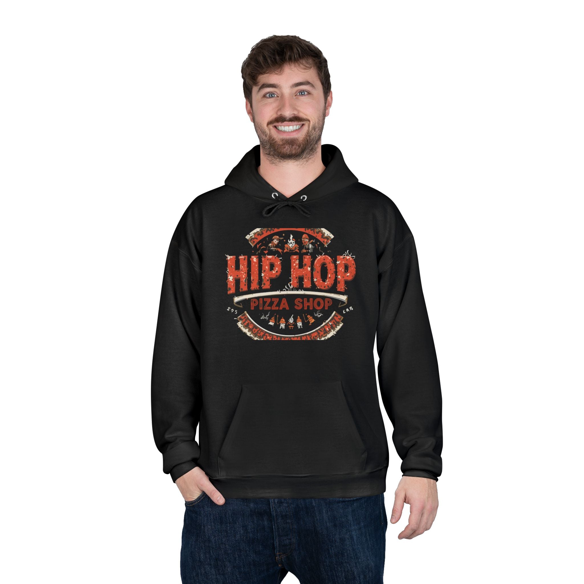 Pizza Shop Hoodie — "Hip Hop" Vintage Pizzeria Pullover