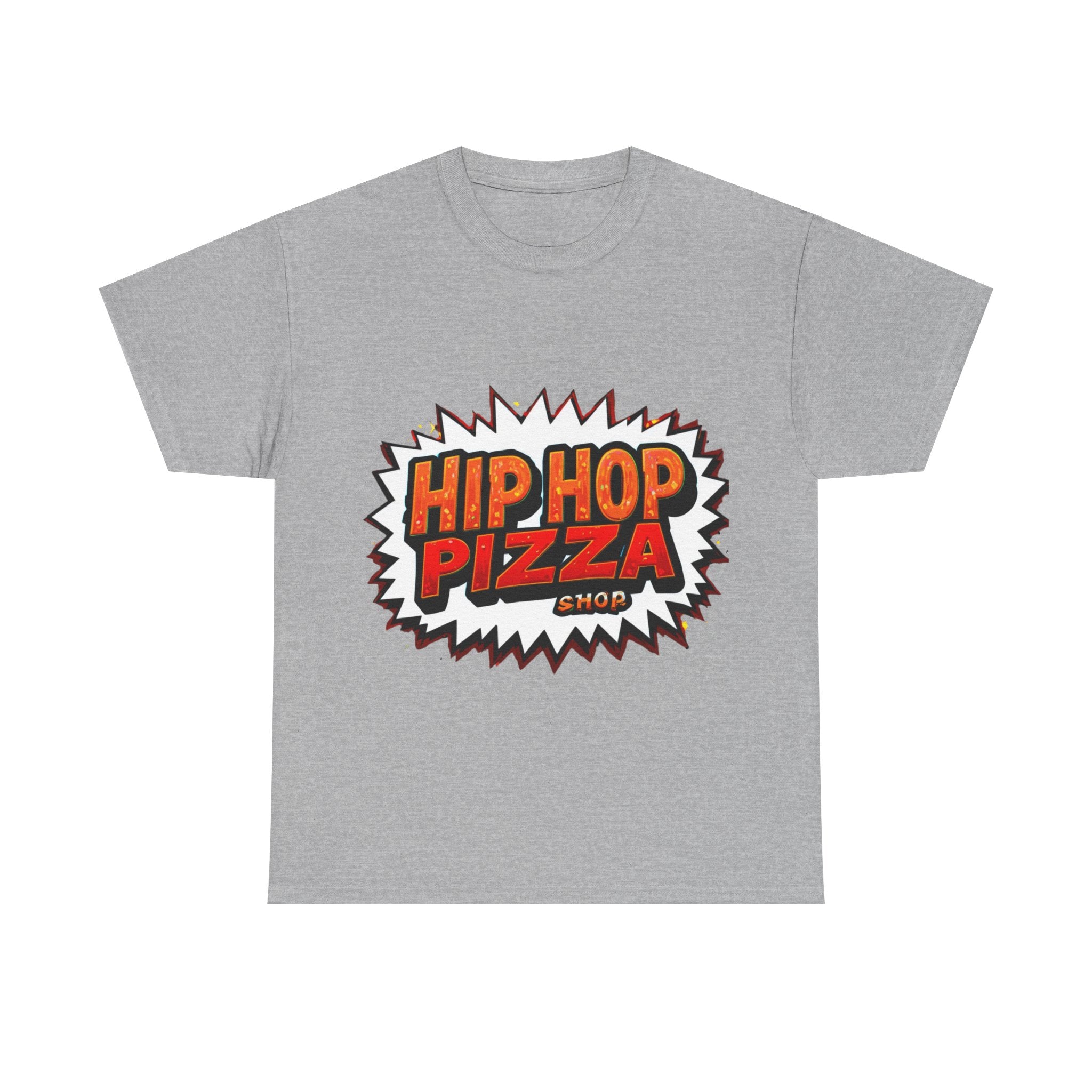 Hip Hop Pizza Tee — Retro Comic Logo Graphic T-Shirt