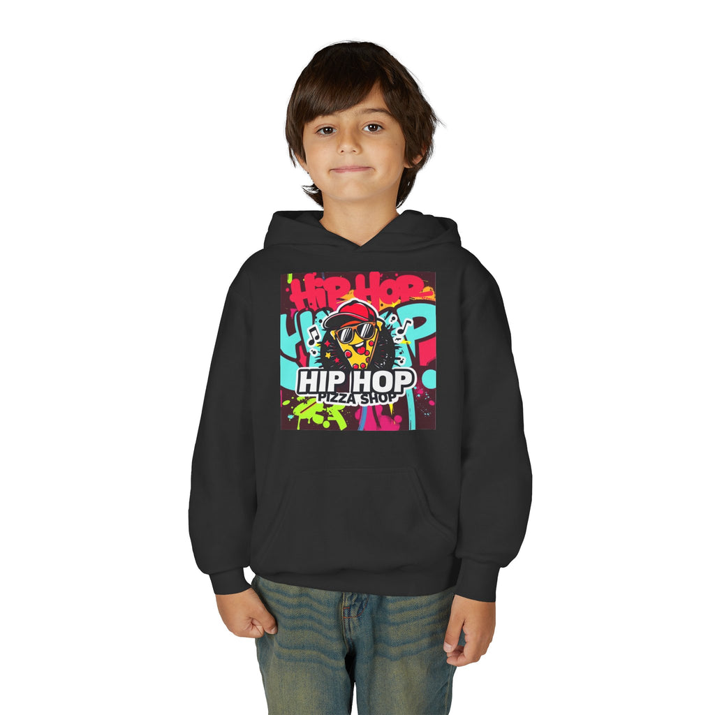 Hip Hop Pizza Shop Youth Hoodie — Graffiti Skull Streetwear Pullover