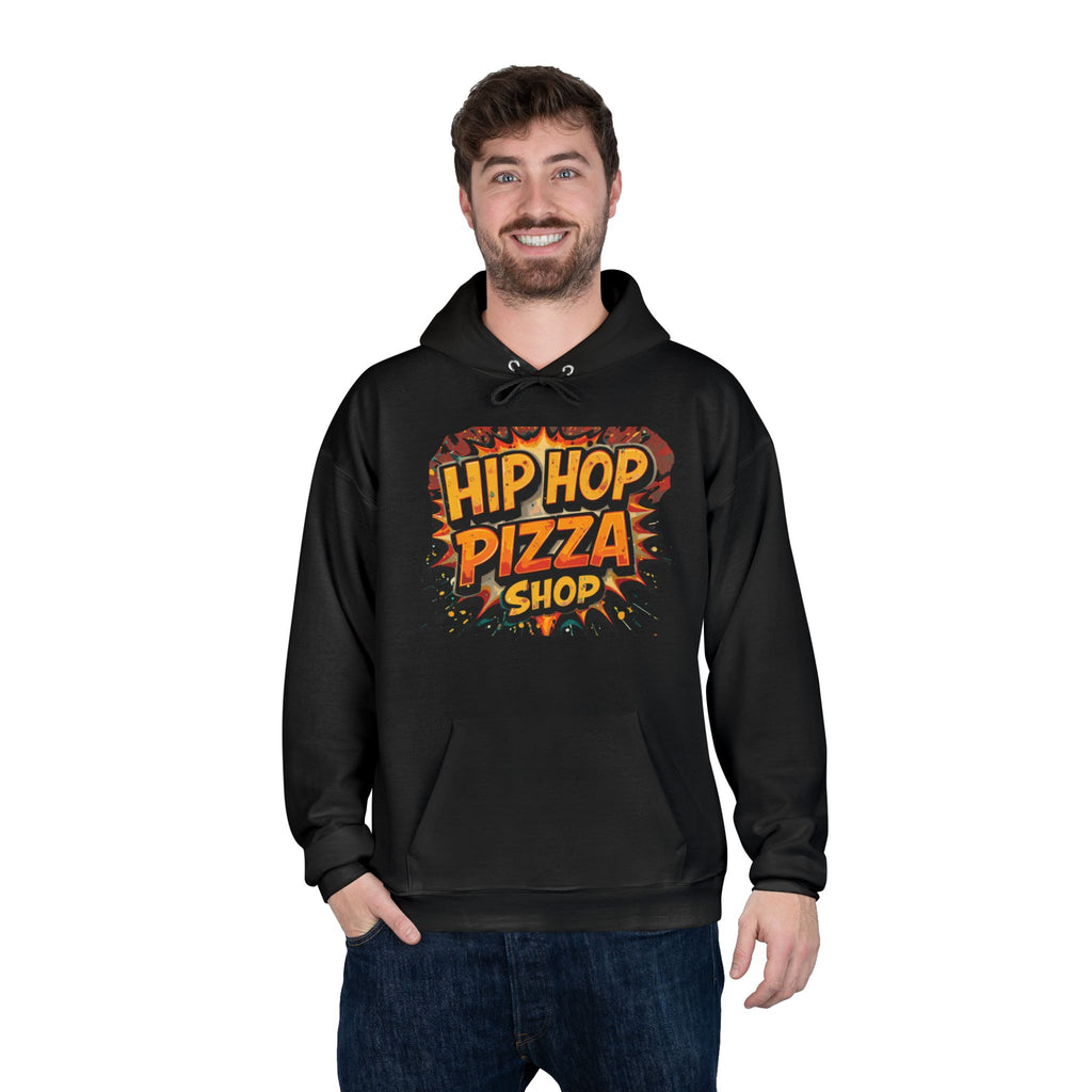 Hip Hop Pizza Shop Hoodie — Retro Pizza Logo Pullover