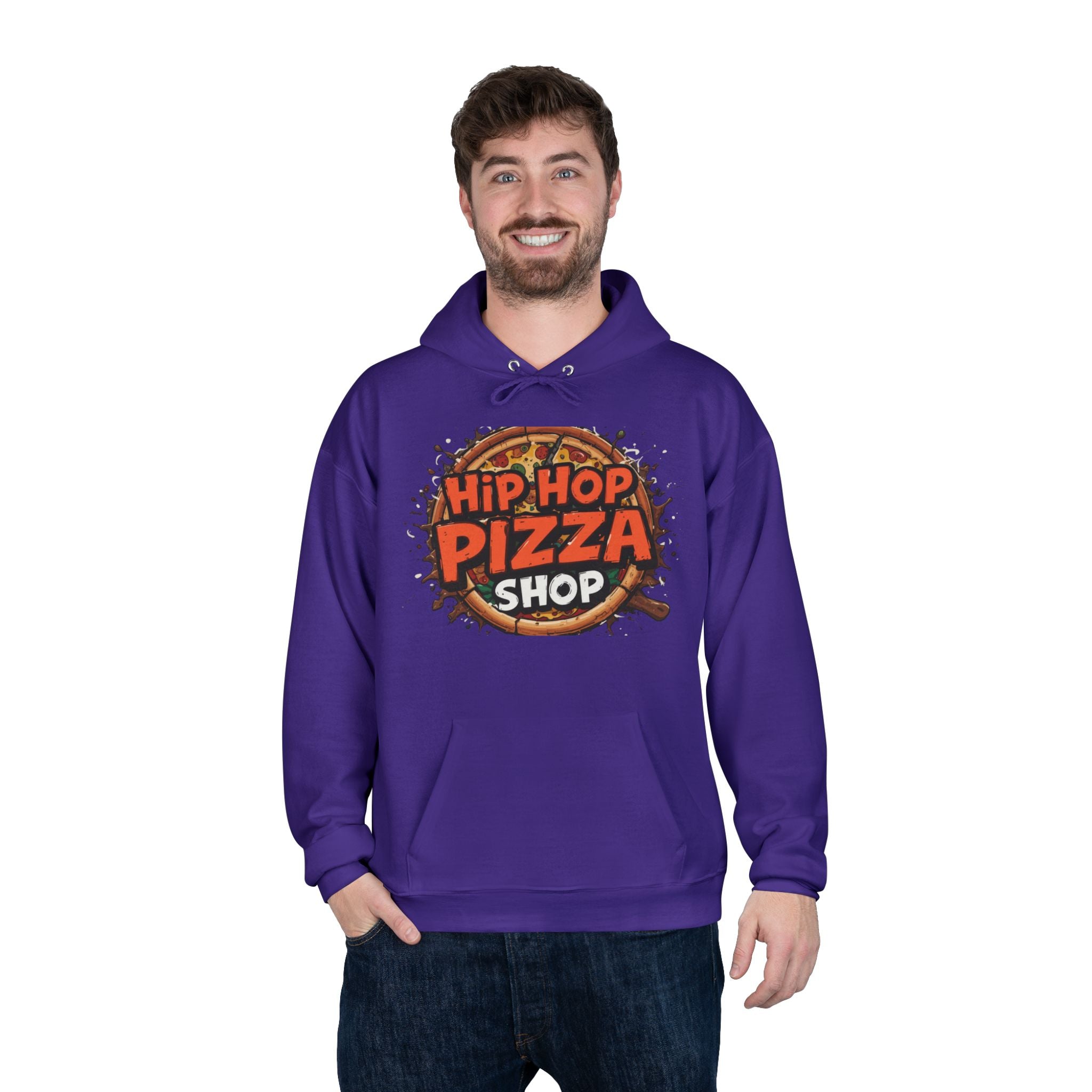 Hip Hop Pizza Shop Hoodie — Retro Pizza Logo Pullover