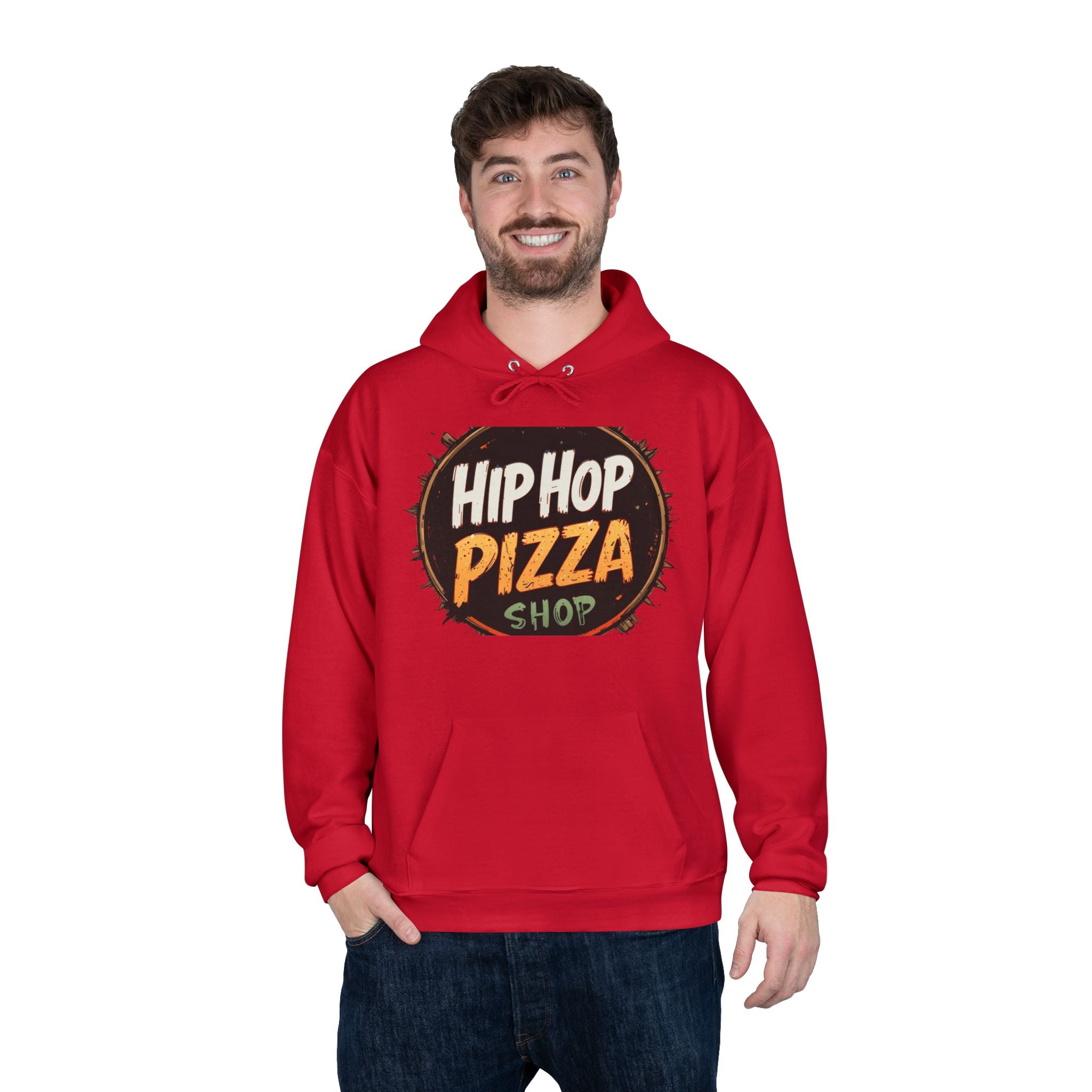 Hip Hop Pizza Shop Hoodie — Retro Pizza Logo Pullover