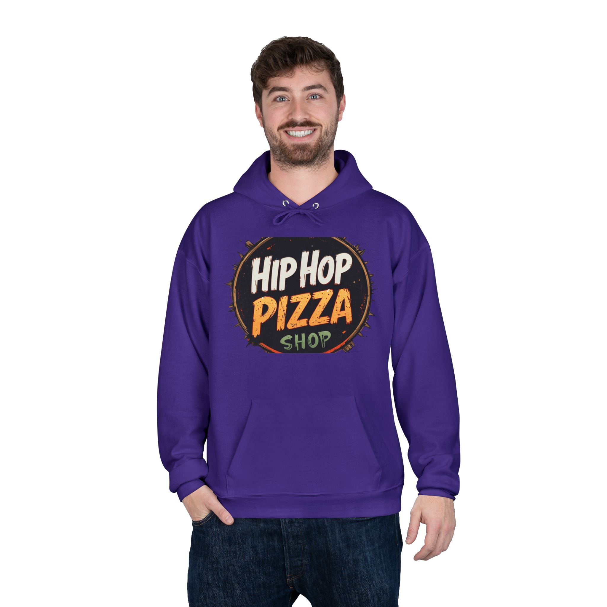 Hip Hop Pizza Shop Hoodie — Retro Pizza Logo Pullover