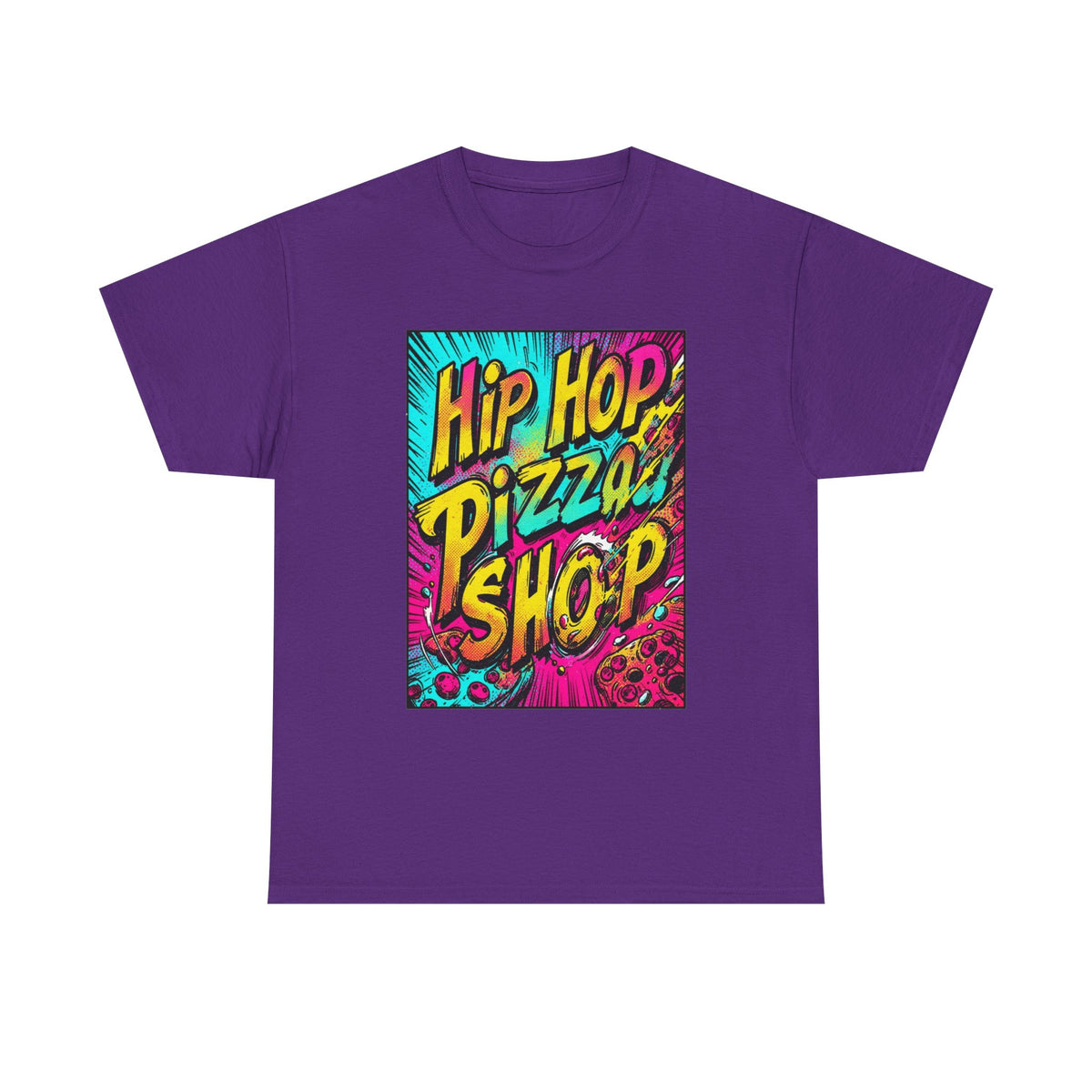 Graphic Tee — "Hip Hop Pizza Shop" Colorful Retro Streetwear T-Shirt
