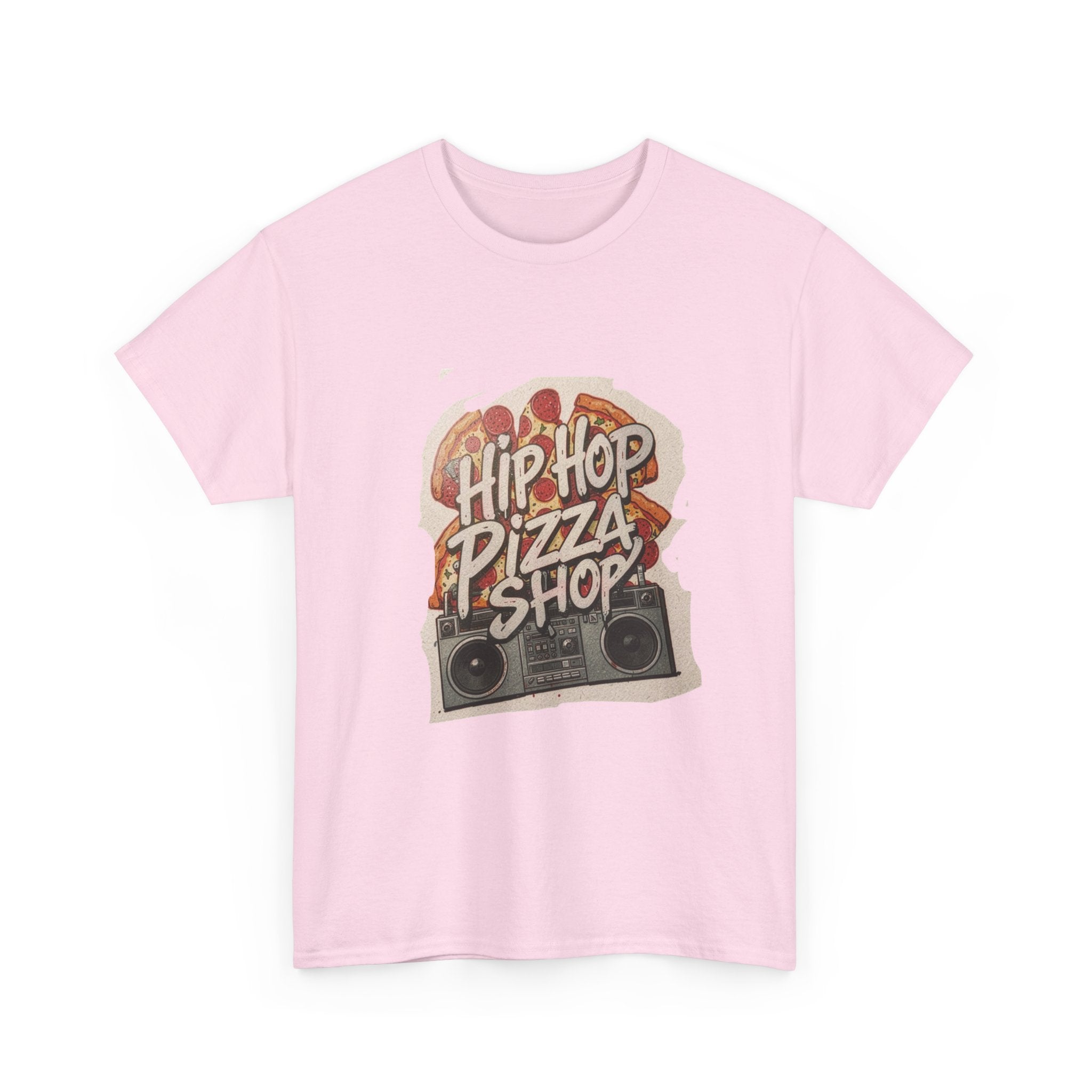 Hip Hop Pizza Shop T‑Shirt — Retro Boombox Pizza Graphic Tee