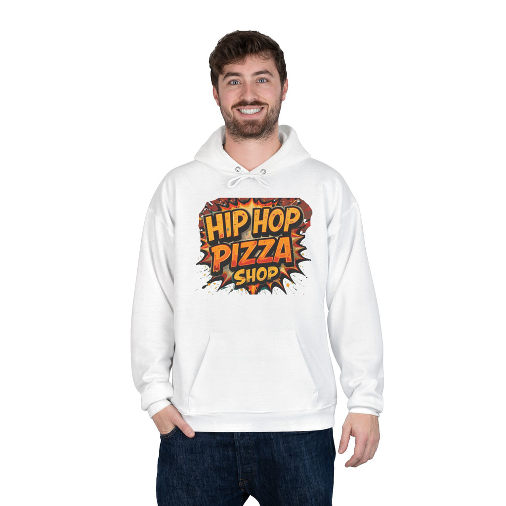 Hip Hop Pizza Shop Hoodie — Retro Pizza Logo Pullover