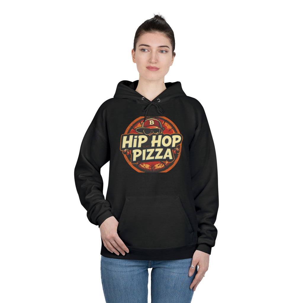 Hip Hop Pizza Hoodie — Retro Pizza Logo Pullover for Music & Food Fans