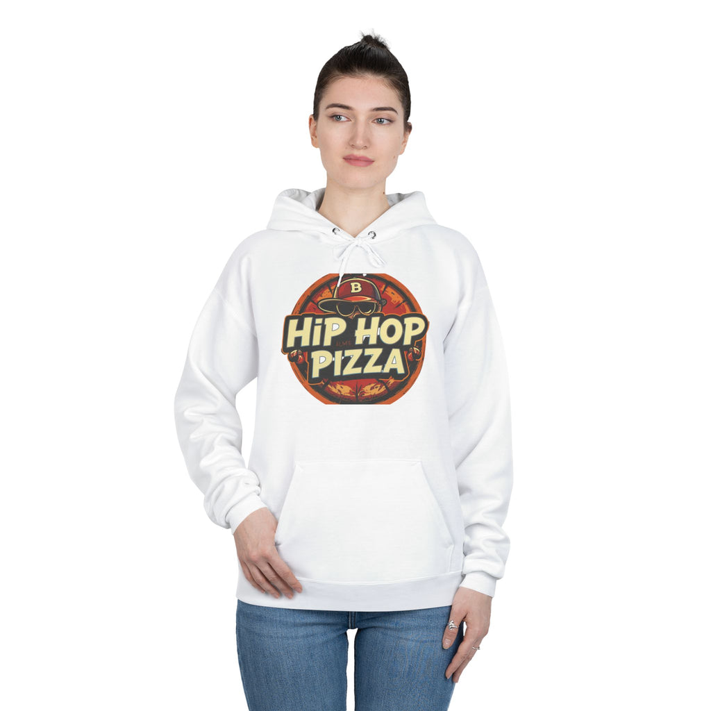 Hip Hop Pizza Hoodie — Retro Pizza Logo Pullover for Music & Food Fans