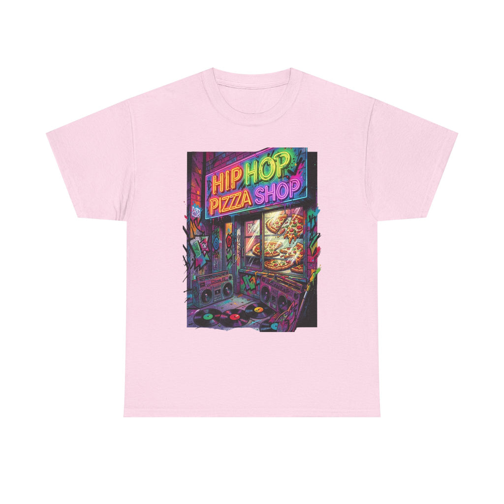Hip Hop Pizza Shop T-Shirt — Retro Neon Streetwear Tee
