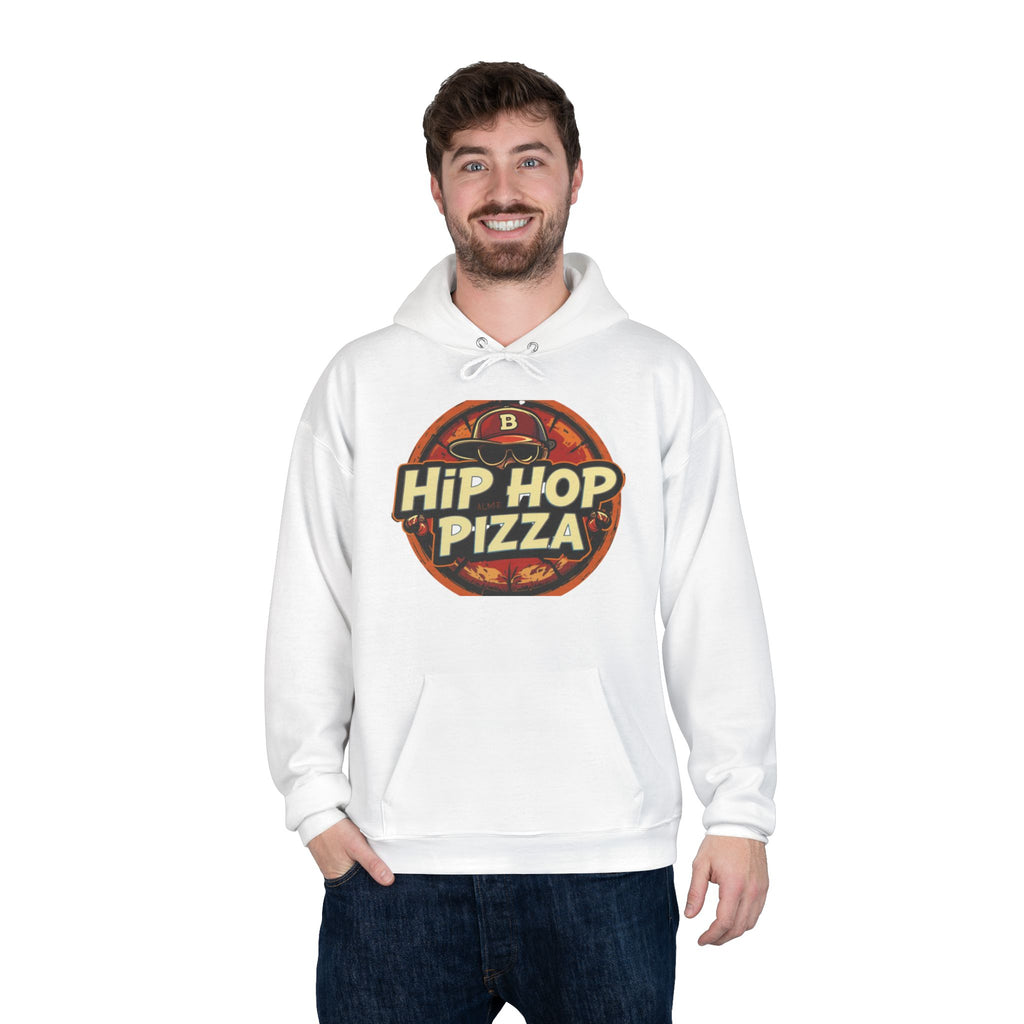 Hip Hop Pizza Hoodie — Retro Pizza Logo Pullover for Music & Food Fans