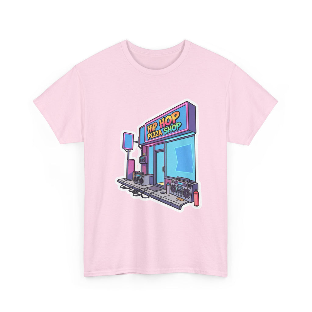 Hip Hop Pizza Shop T‑Shirt — Retro Neon Pizzeria Graphic Tee
