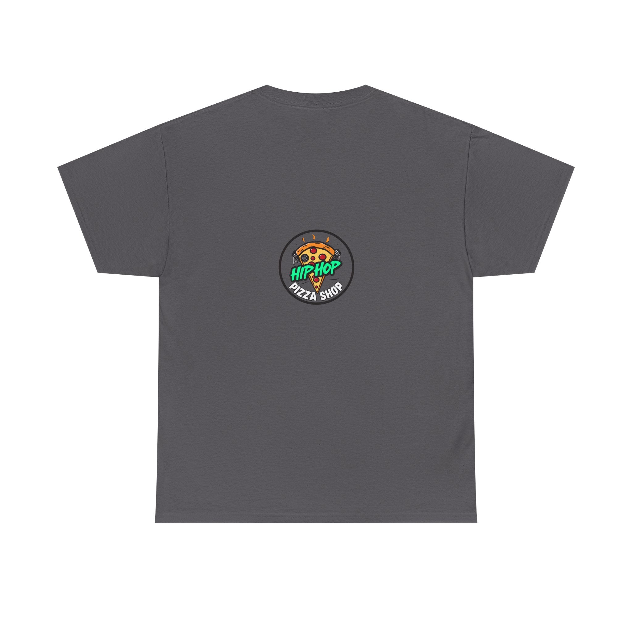 Cyberpunk Streetwear T‑Shirt — Neon “Hip Hop Pizza Shop” Graphic Tee