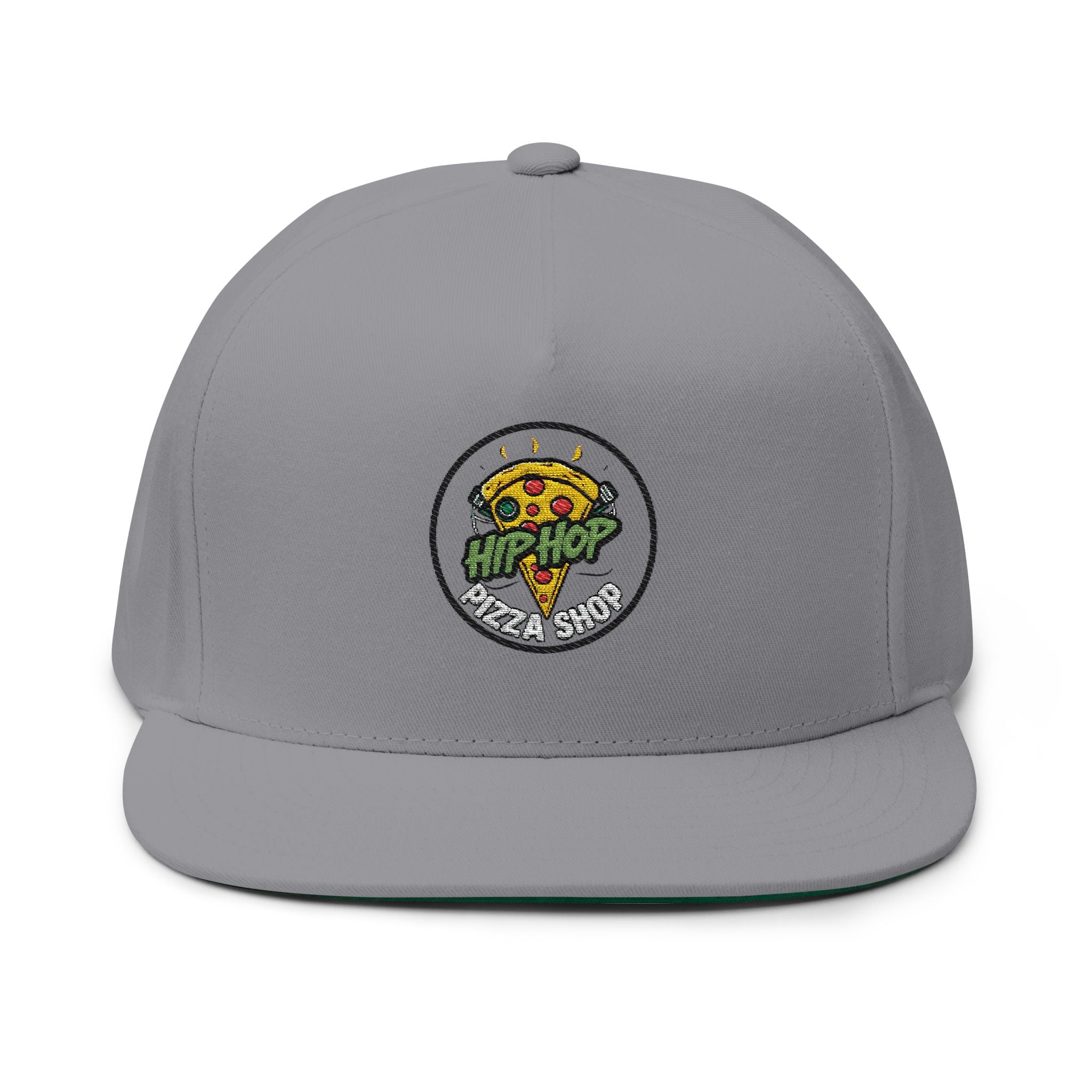 Pizza Slice Patch Flat Bill Cap — Hip Hop Pizza Embroidered Snapback
