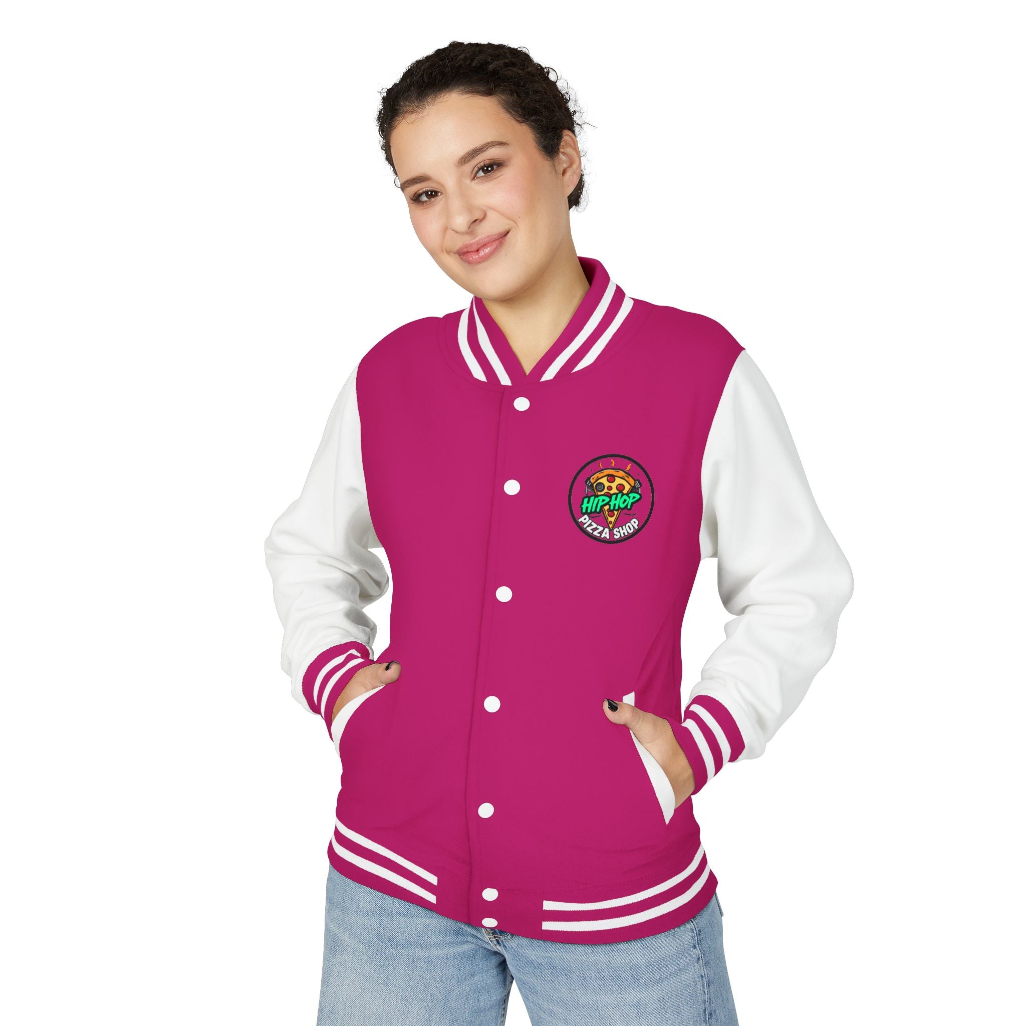 Letterman Jacket - 'Hip Hop Pizza Shop' Retro Varsity Bomber
