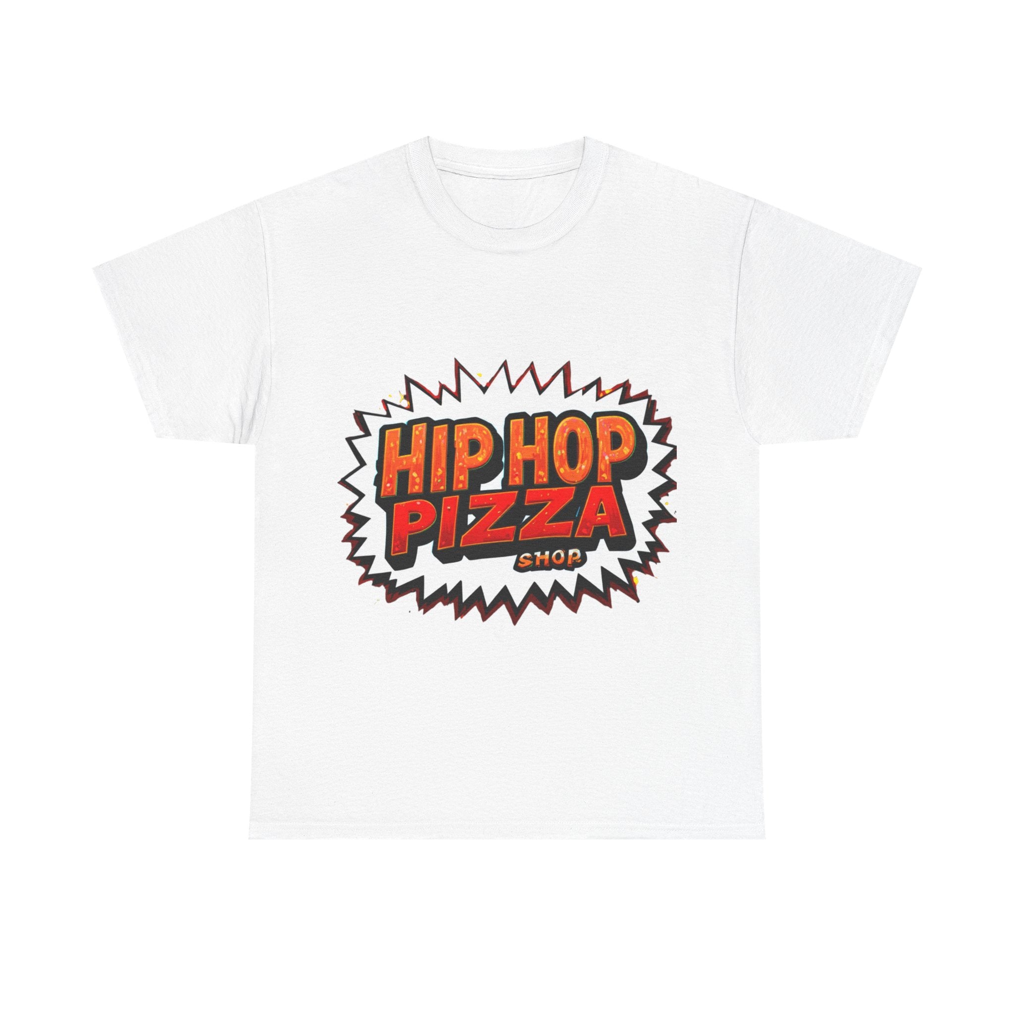 Hip Hop Pizza Tee — Retro Comic Logo Graphic T-Shirt
