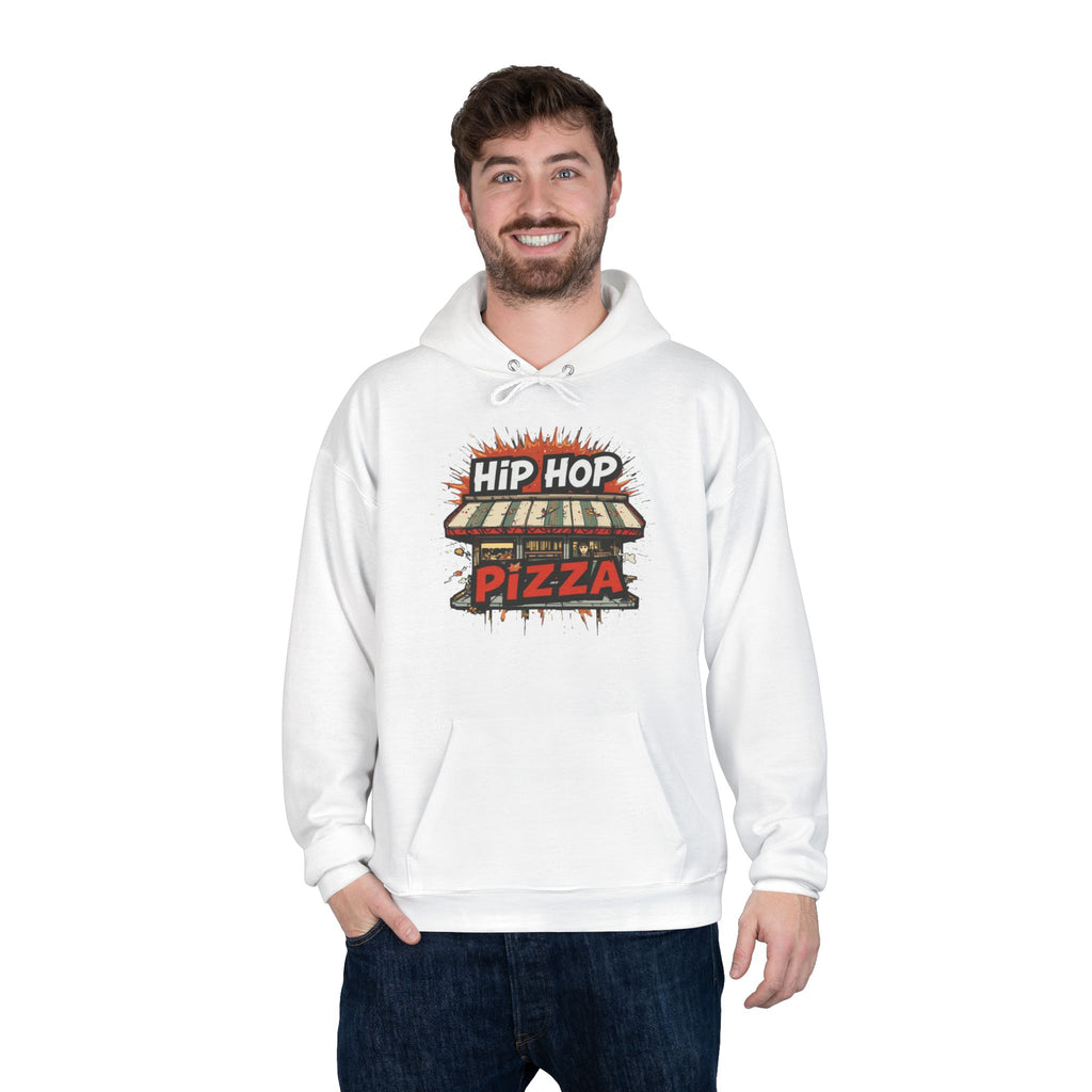 Hip Hop Pizza Hoodie — Retro Pizza Shop Graphic Pullover