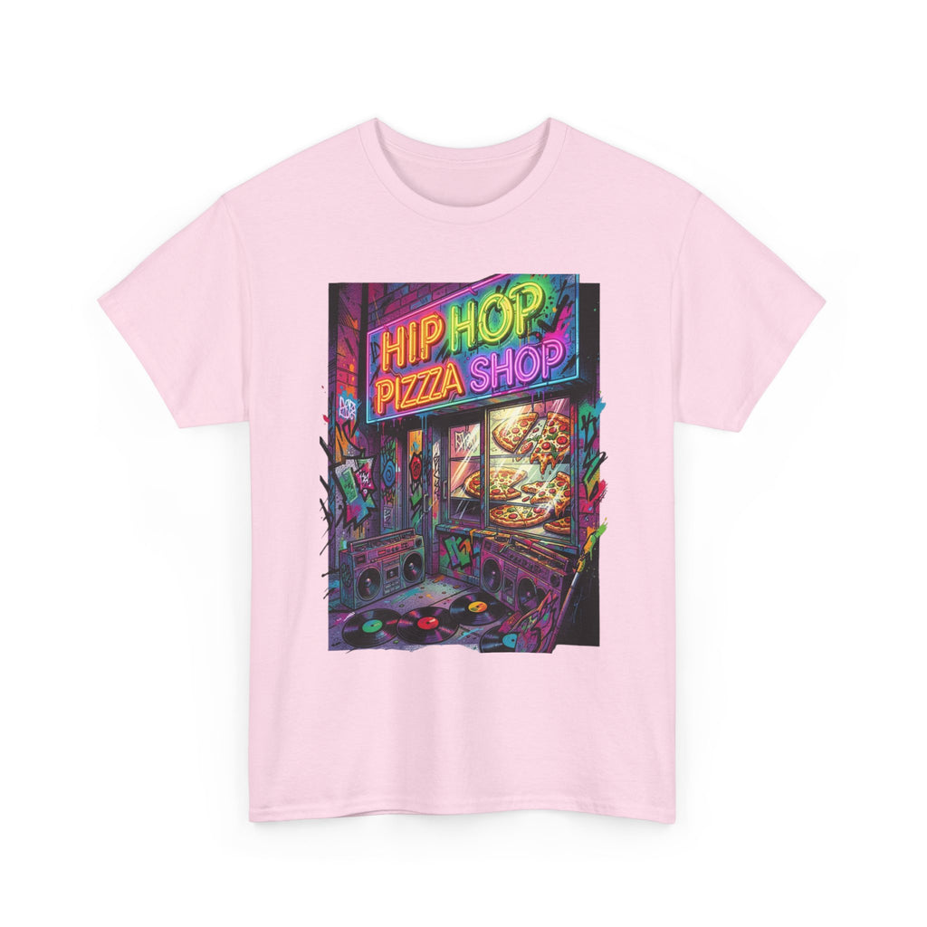 Hip Hop Pizza Shop T-Shirt — Retro Neon Streetwear Tee