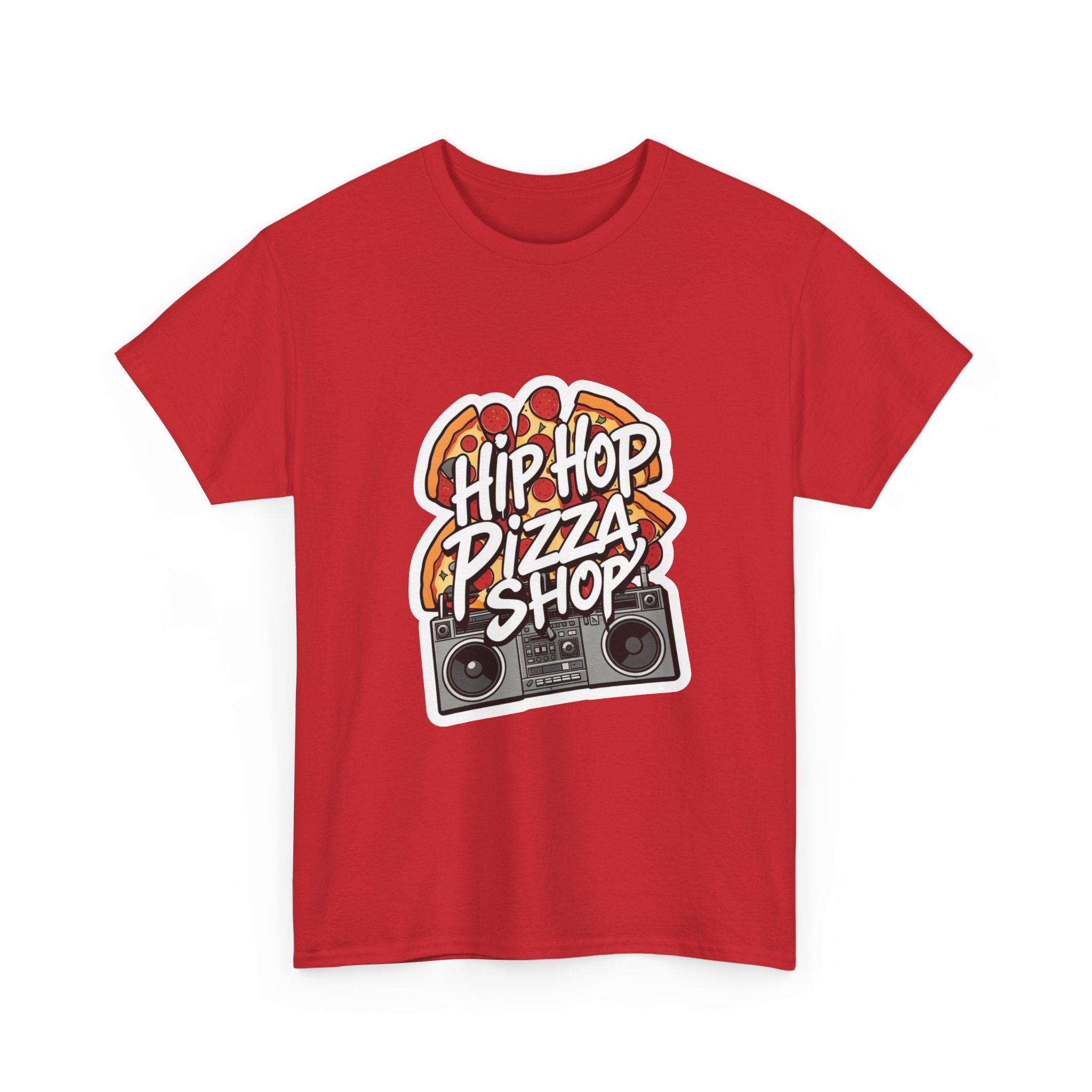 Hip Hop Pizza Shop T-Shirt — Retro Boombox Pizza Graphic Tee