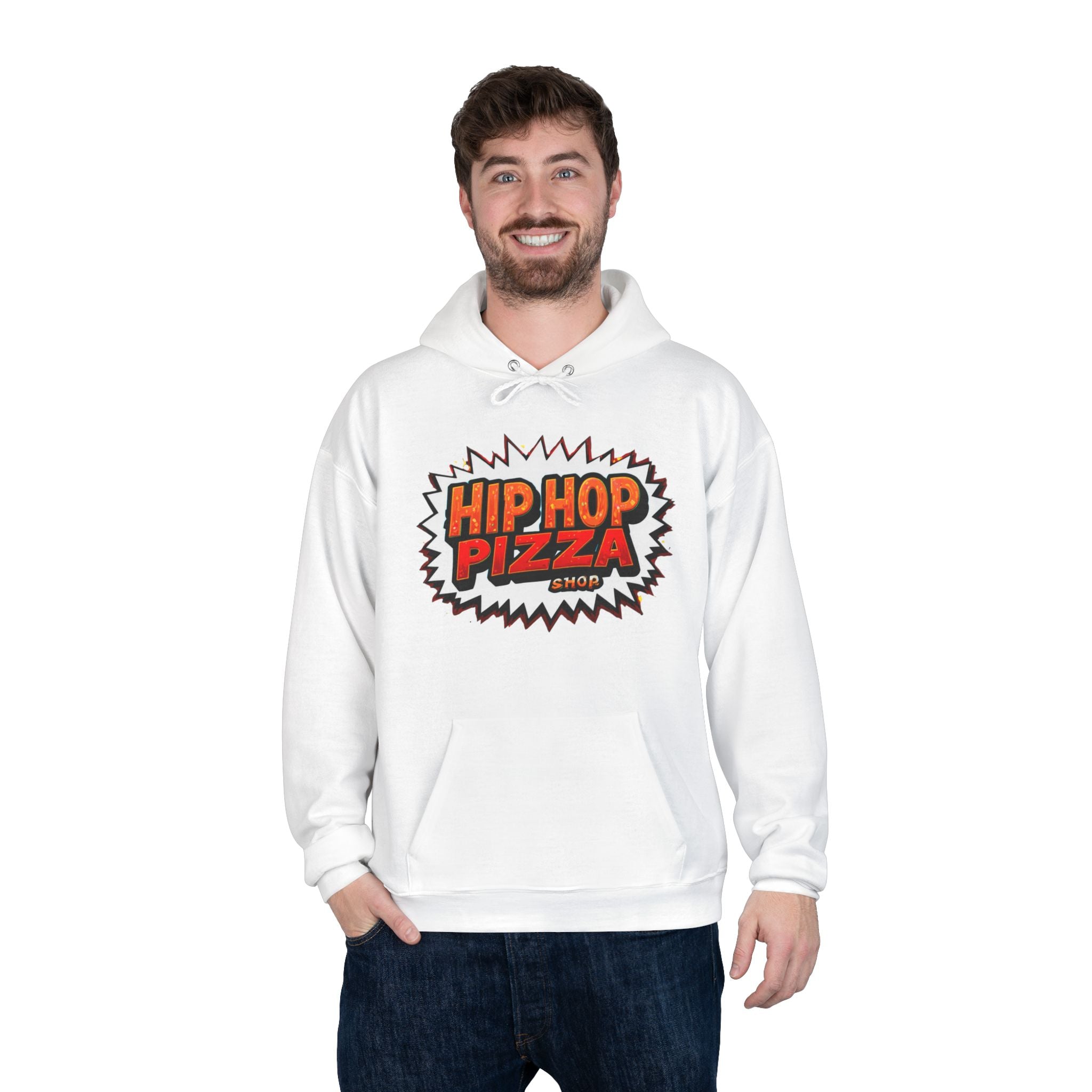 Hip Hop Pizza Graphic Hoodie — Streetwear Pizza Logo Pullover