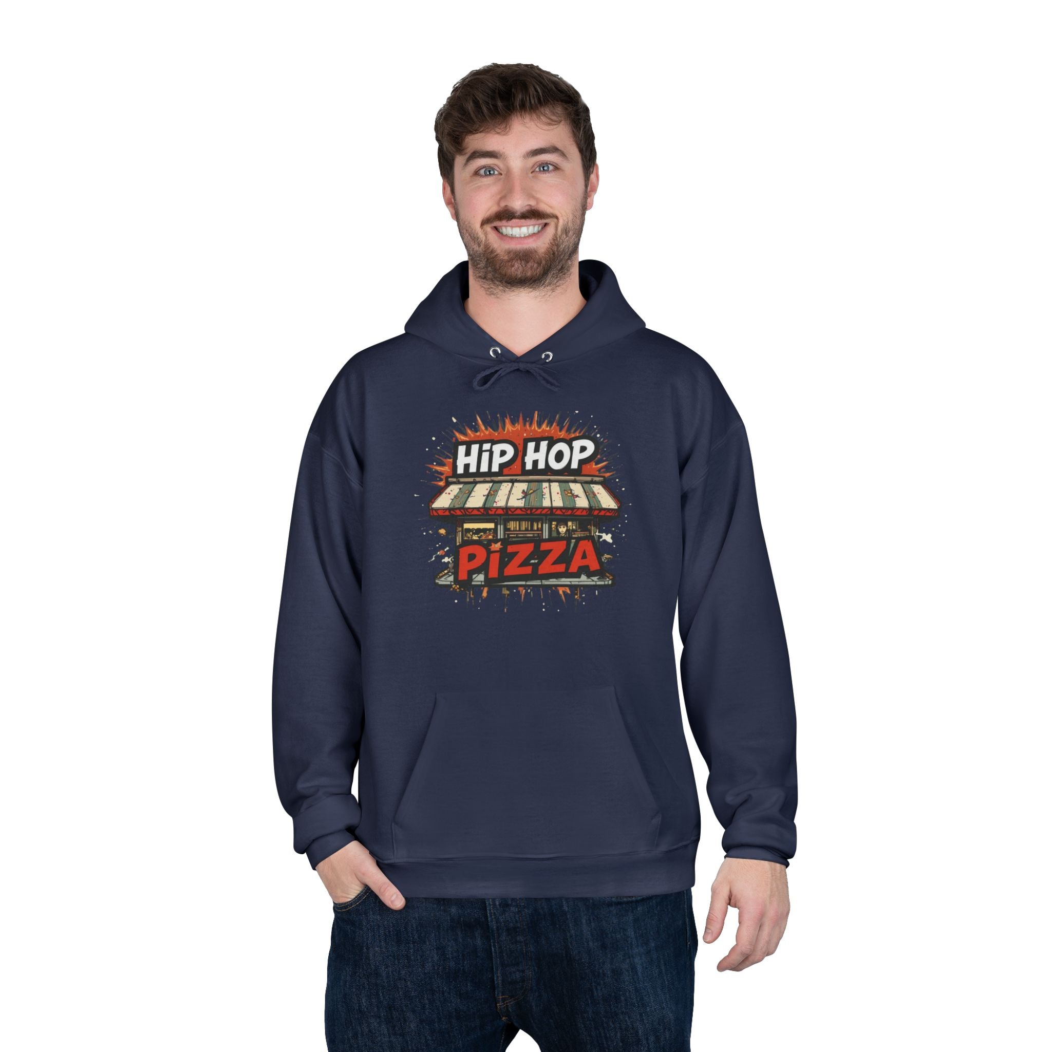 Hip Hop Pizza Hoodie — Retro Pizza Shop Graphic Pullover
