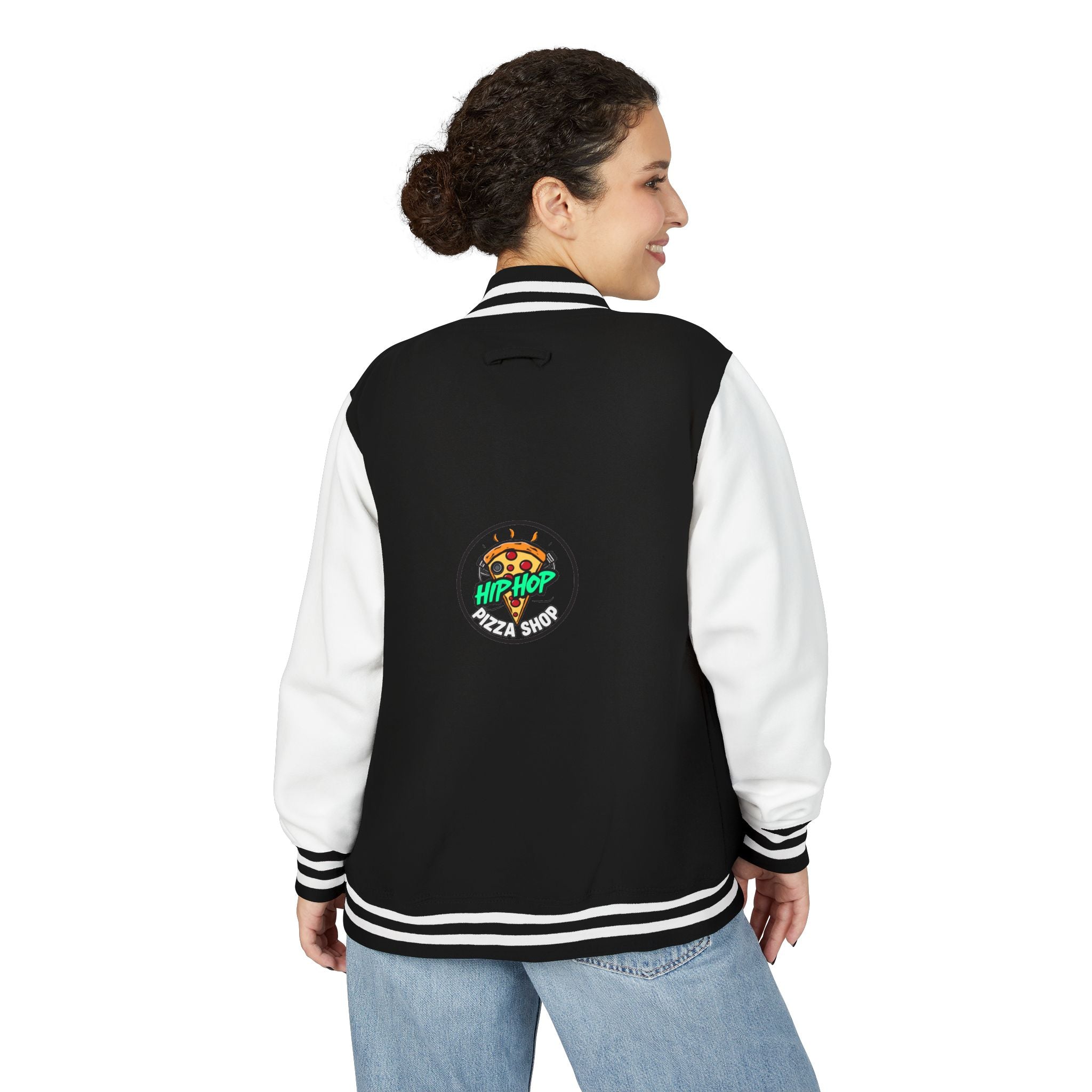 Letterman Jacket - 'Hip Hop Pizza Shop' Retro Varsity Bomber