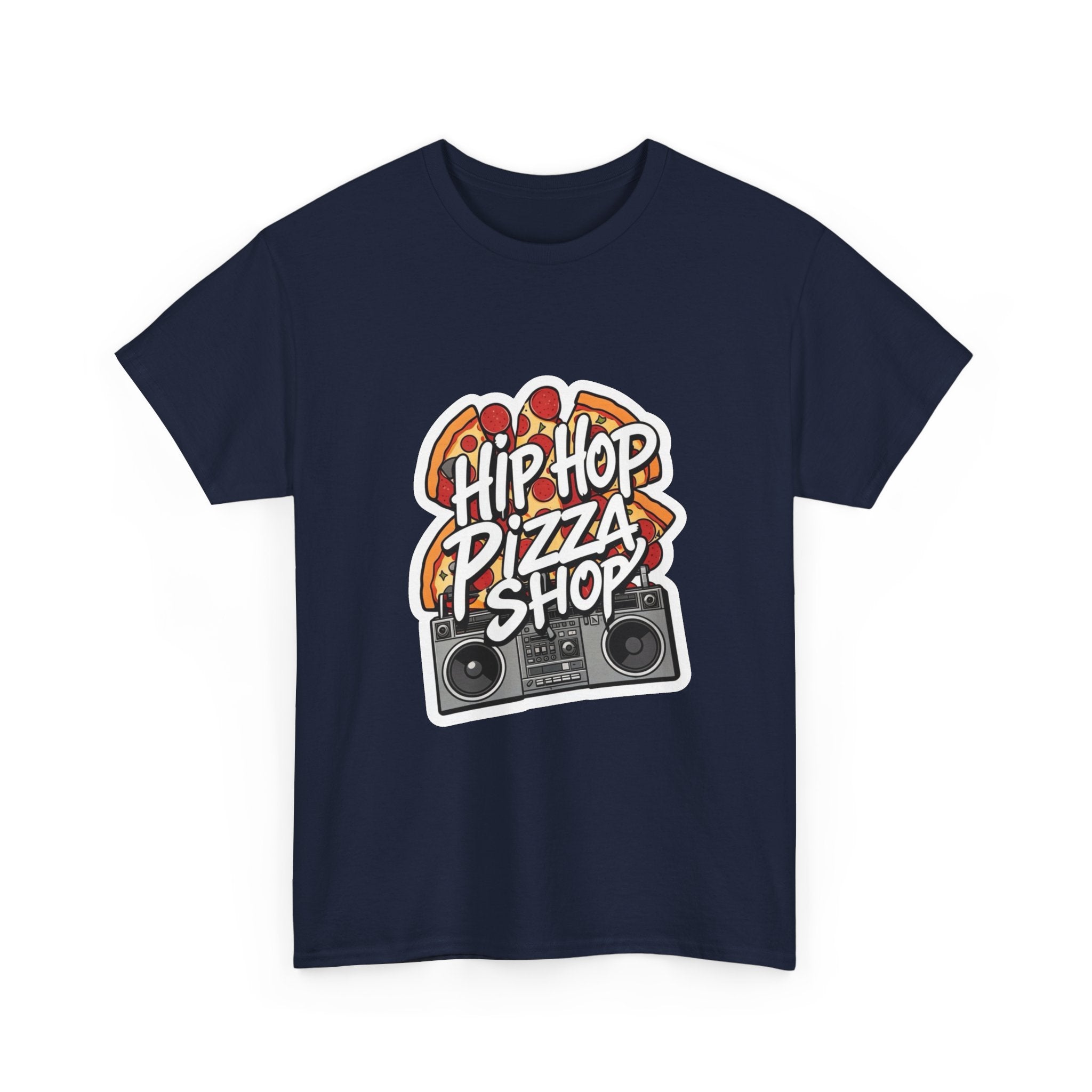 Hip Hop Pizza Shop T-Shirt — Retro Boombox Pizza Graphic Tee