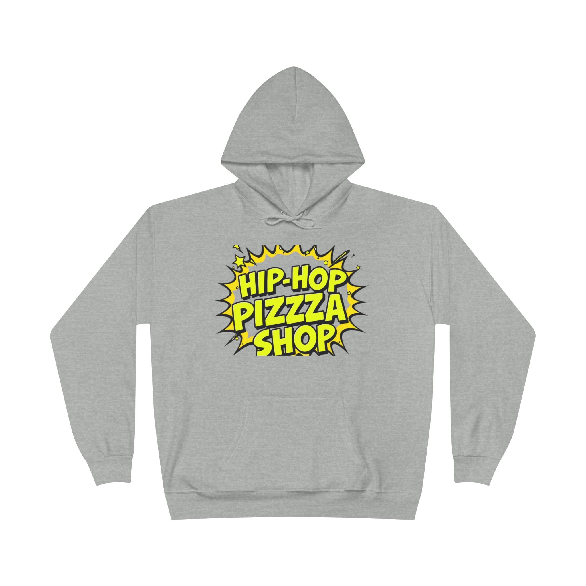 Hip-Hop Pizza Shop Hoodie — Retro Comic Logo Pullover